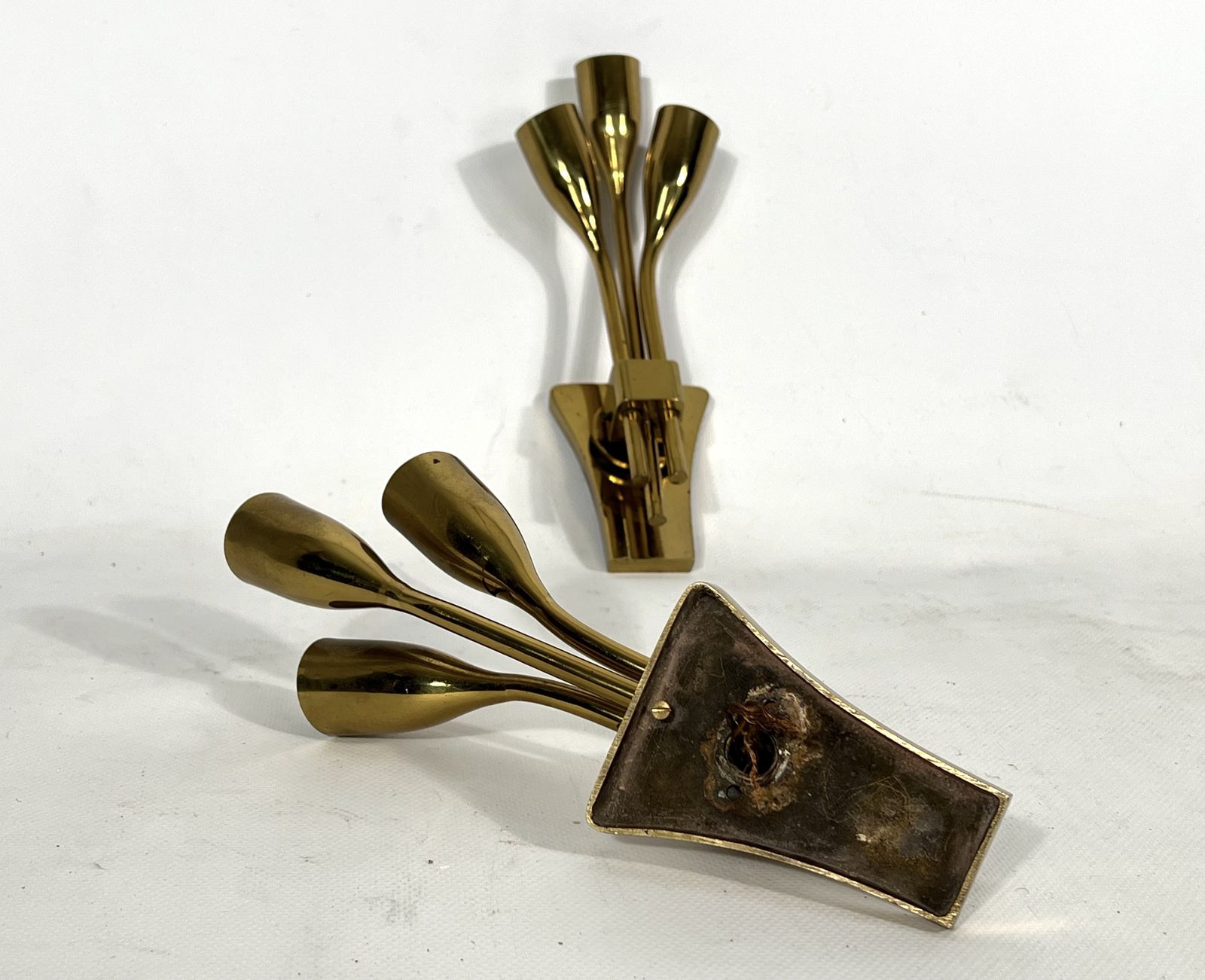 Lumi Milano, Mid Century Modern Pair Of Italian Brass Sconces From 60s photo furniture