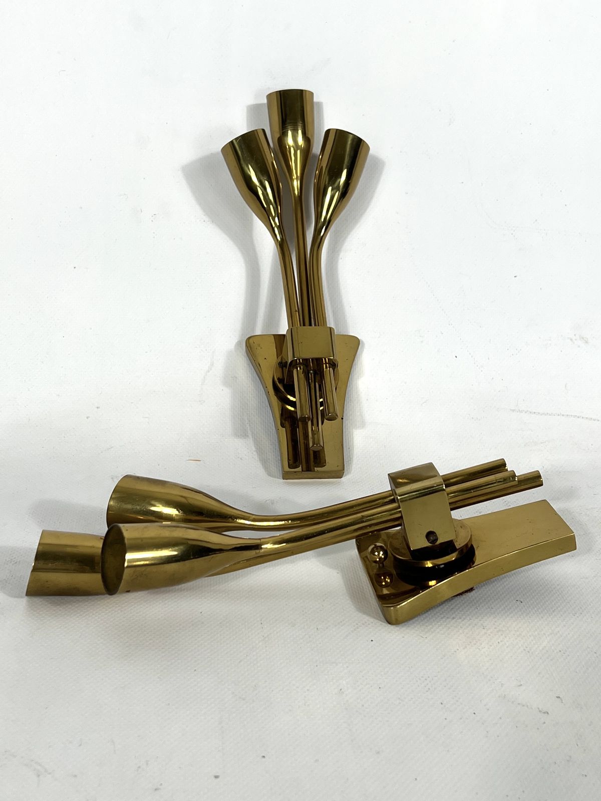 Lumi Milano, Mid Century Modern Pair Of Italian Brass Sconces From 60s photo 991.9