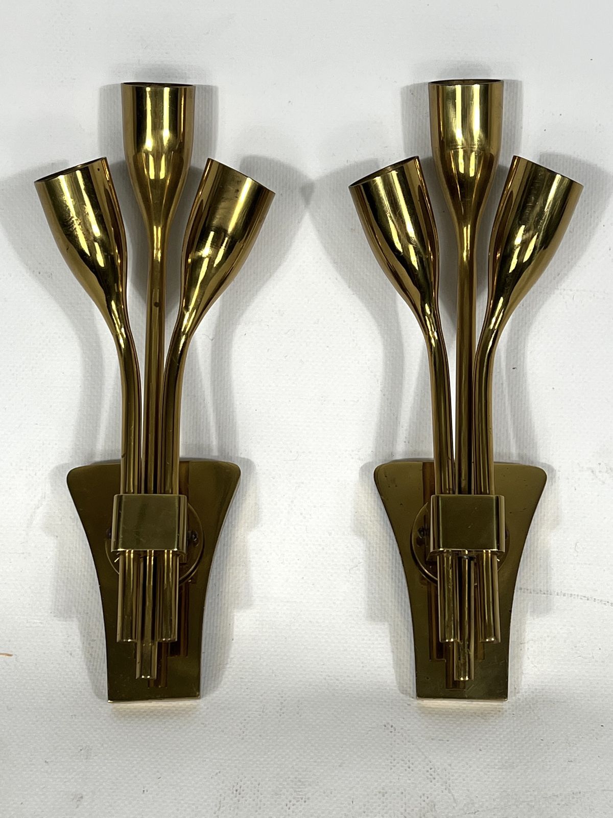 photo for sale Lumi Milano, Mid Century Modern Pair Of Italian Brass Sconces From 60s