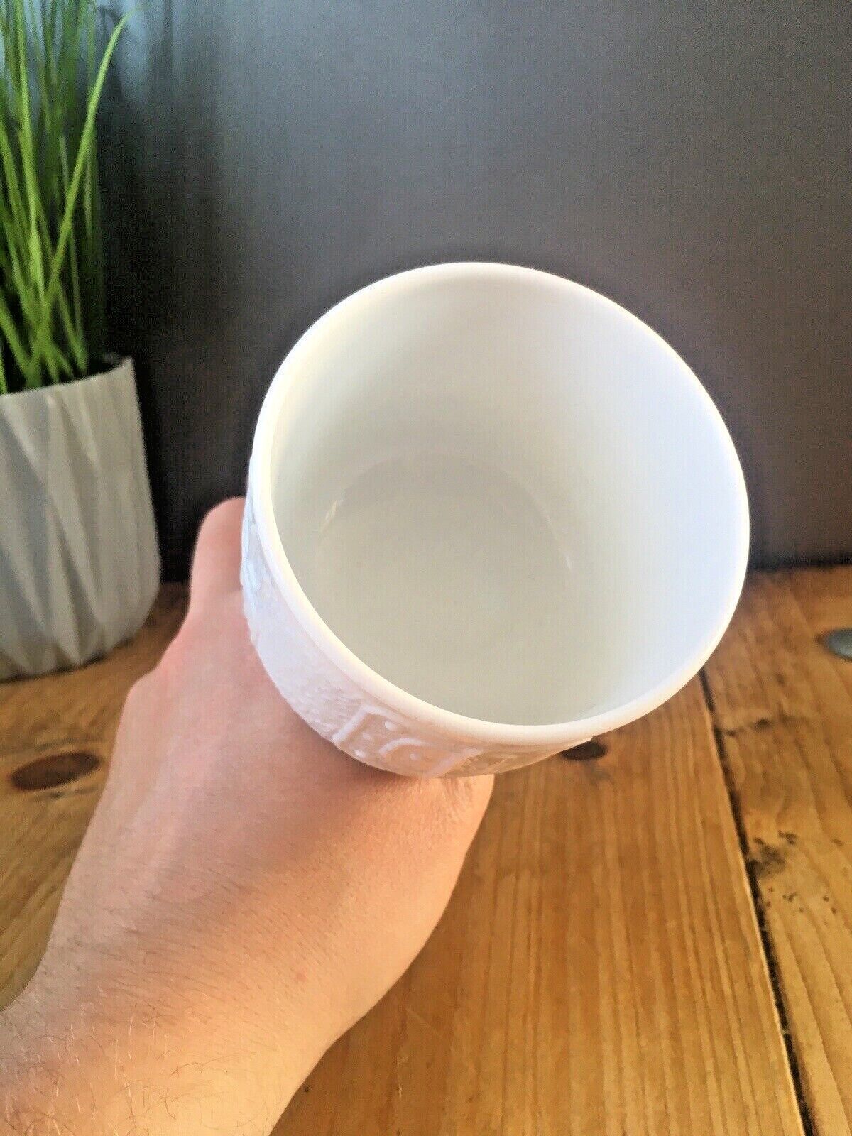 Unusual Milk Glass Goblet Retro Scandi Tribal Design Totem Portmeirion 60's 70's photo vinterior
