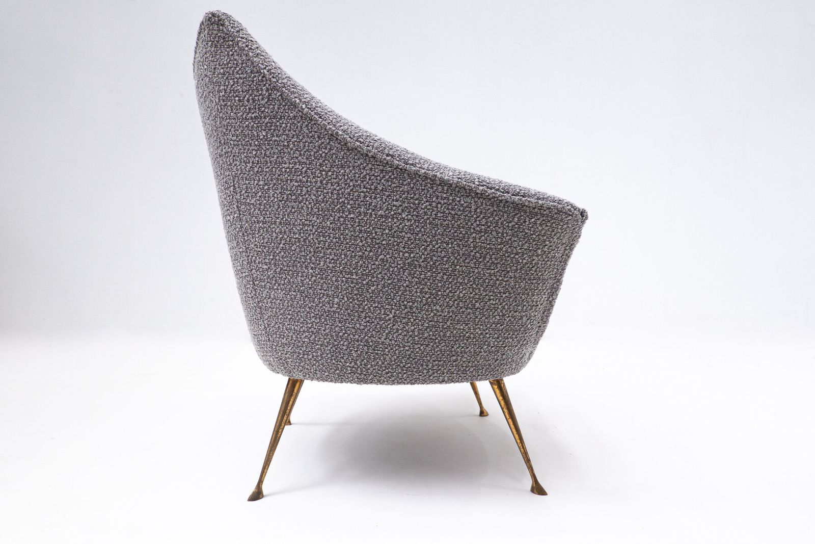 Pair Of Mid Century Modern Grey Armchairs With Brass Feet photo Furniture