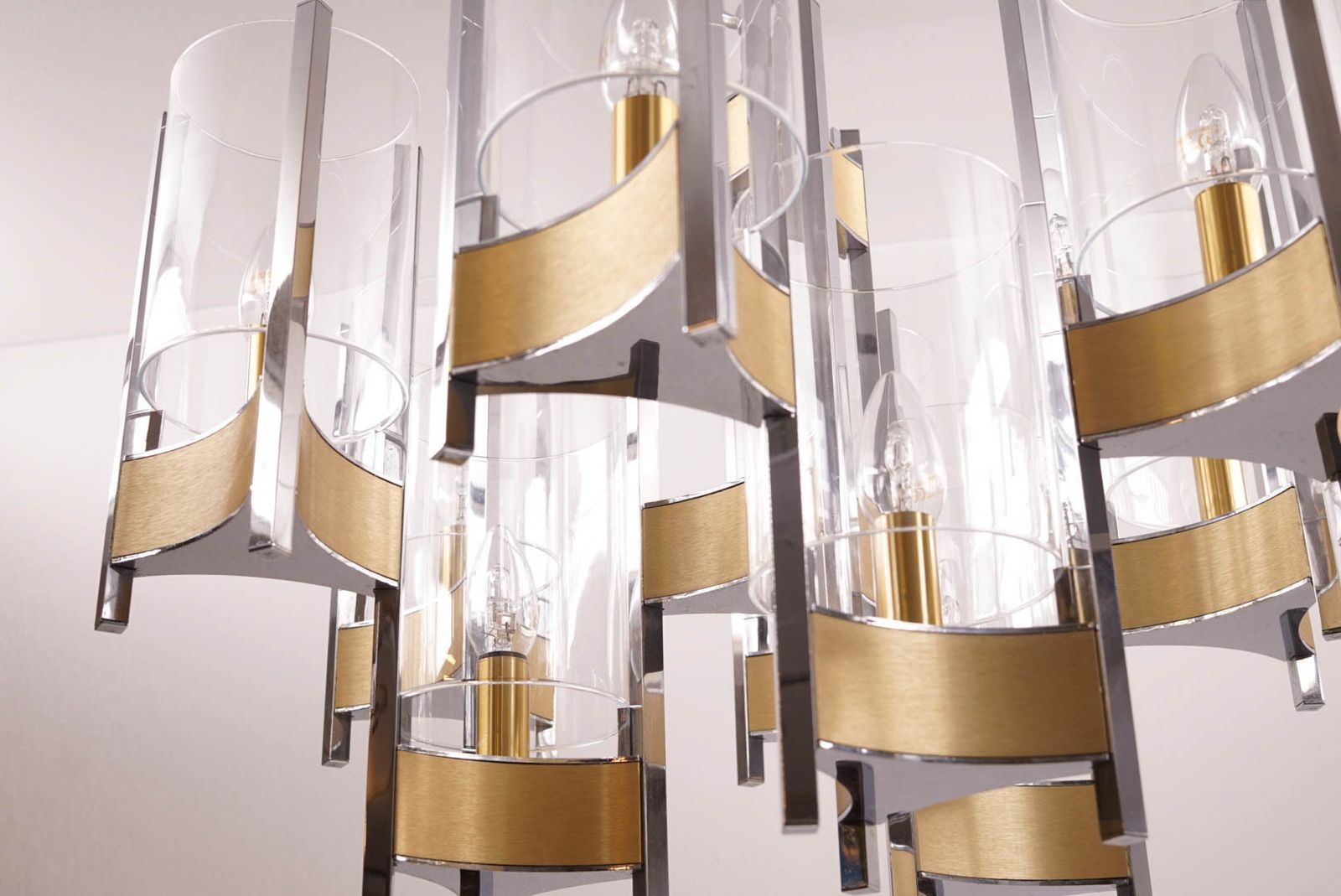 Sciolari Chandelier In Chrome And Brass photo 1870.0