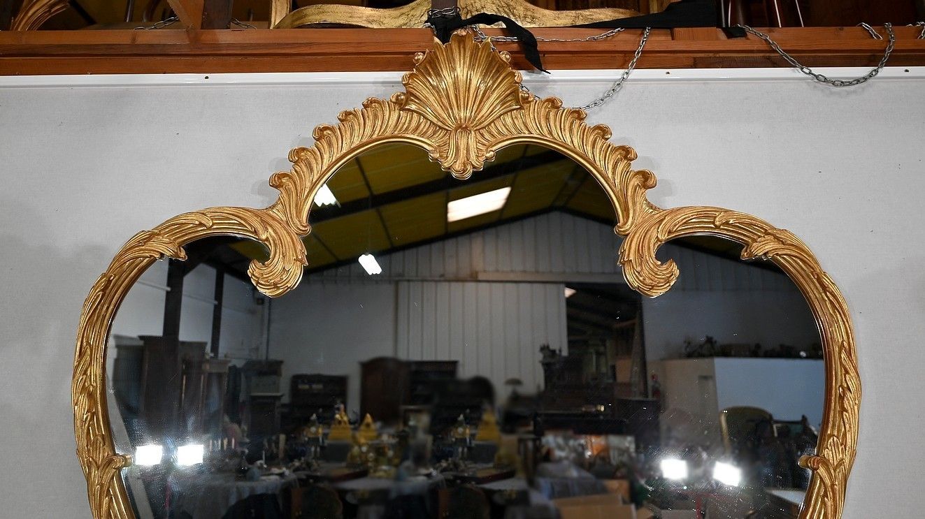 Important Mirror In Golden Wood, Louis XV Style, Mid 20th Century photo 2894.3