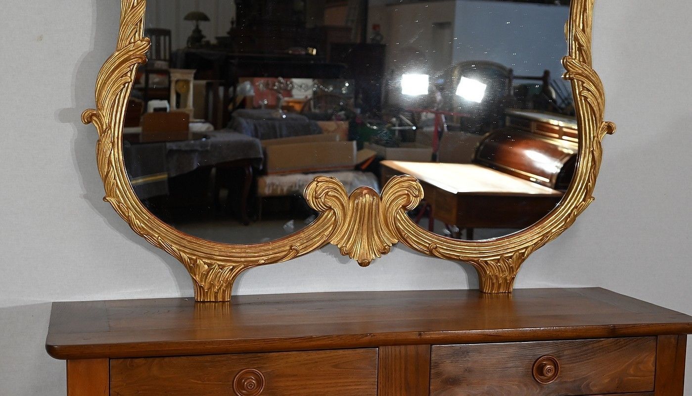photo vinterior Important Mirror In Golden Wood, Louis XV Style, Mid 20th Century