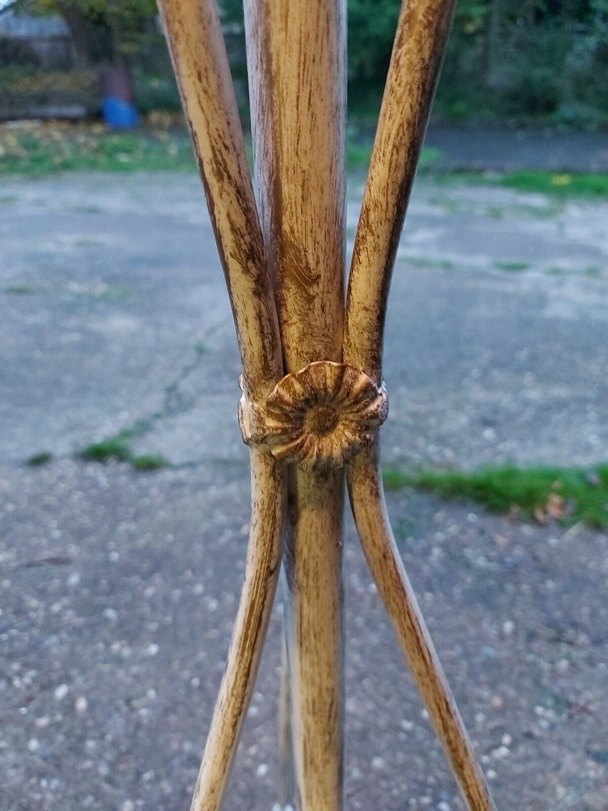120.0 Very Decorative White Brush Effect On Brass Tall Standard Lamp With Frosted Shad photo