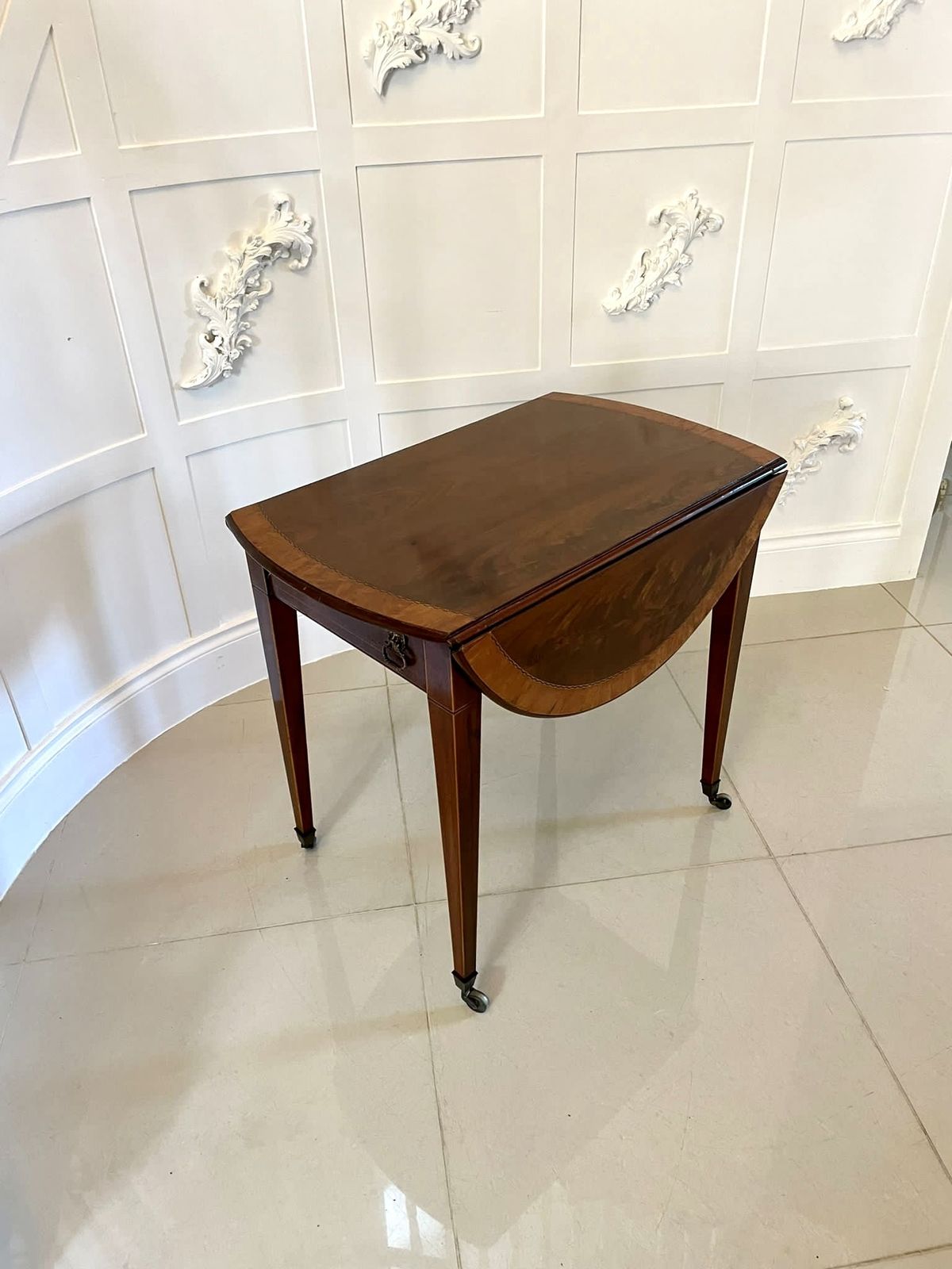 2685.0 Fine Quality Antique Sheraton Period Inlaid Mahogany Pembroke Table photo