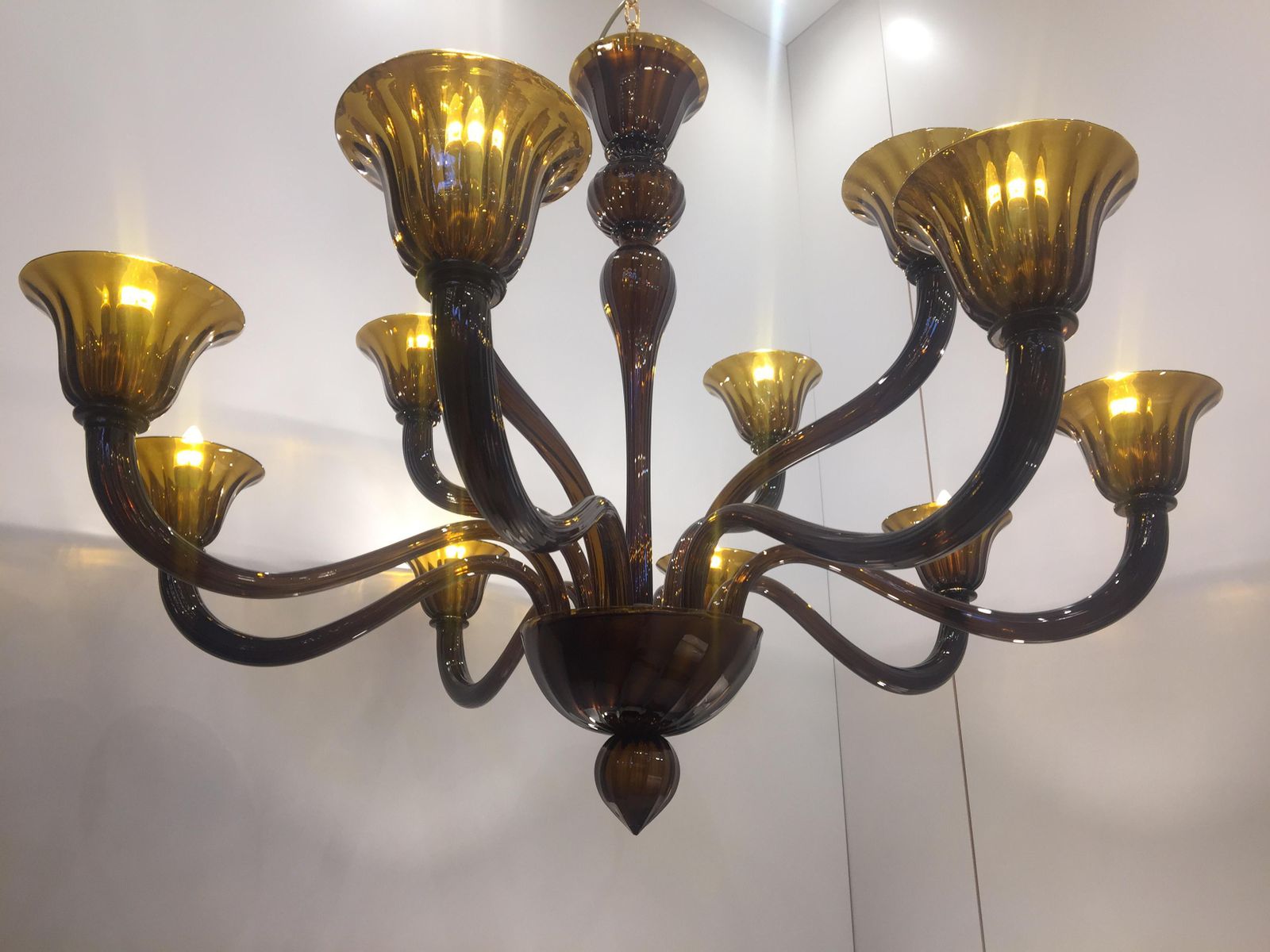 Murano Glass Chandelier In Fume Color, Very Rare And Impressive Custom photo vintage