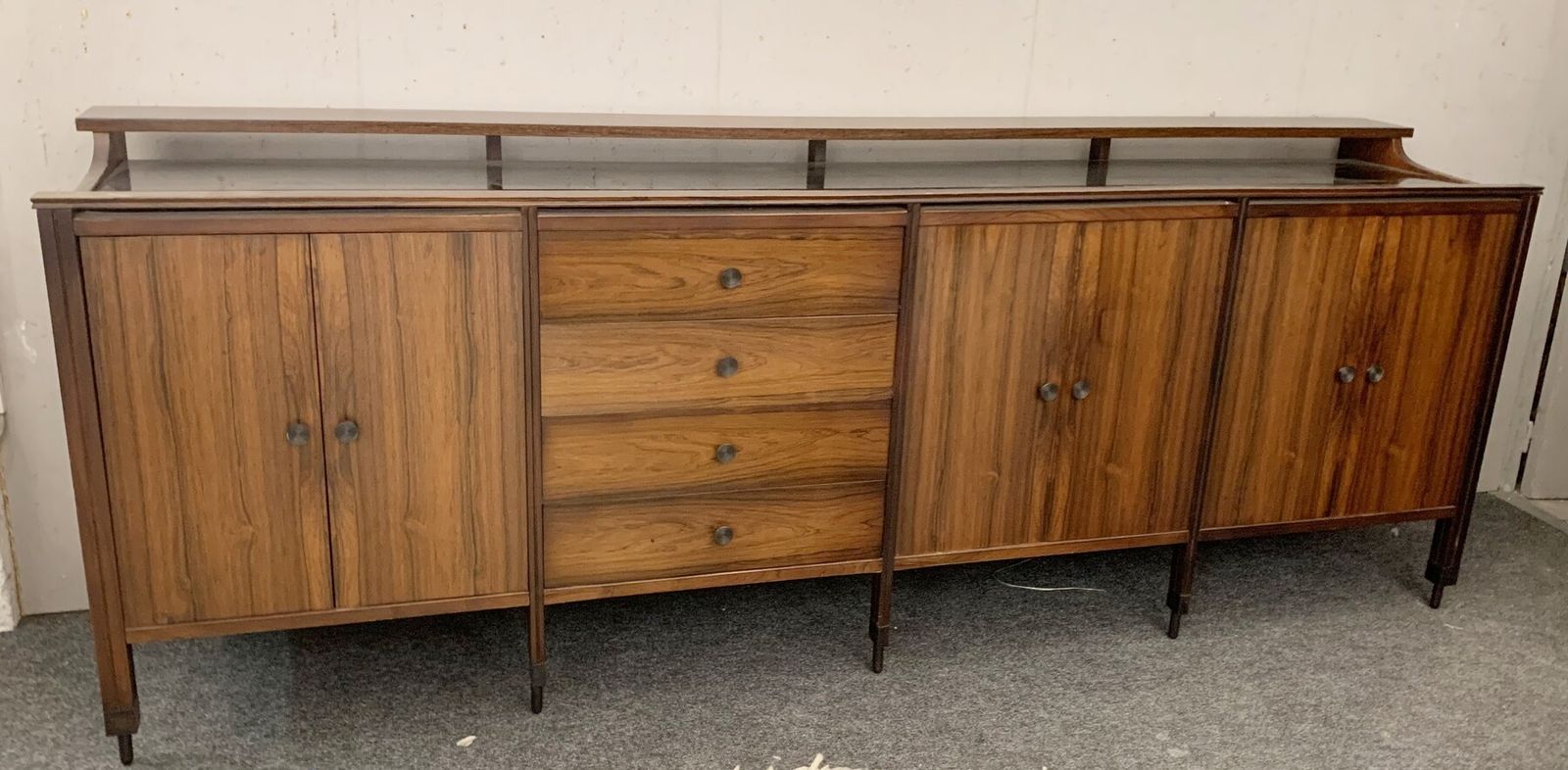 Mid Century Modern Sideboard With Black Mirrored Top By Carlo Di Carli For Luigi Sormani photo for sale