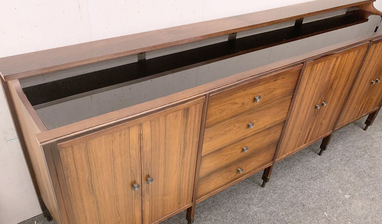 Mid Century Modern Sideboard With Black Mirrored Top By Carlo Di Carli For Luigi Sormani photo Furniture