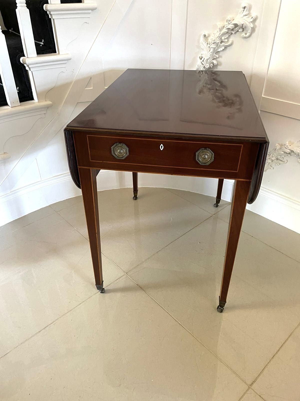 Antique George III Quality Mahogany Inlaid Pembroke Table photo buy