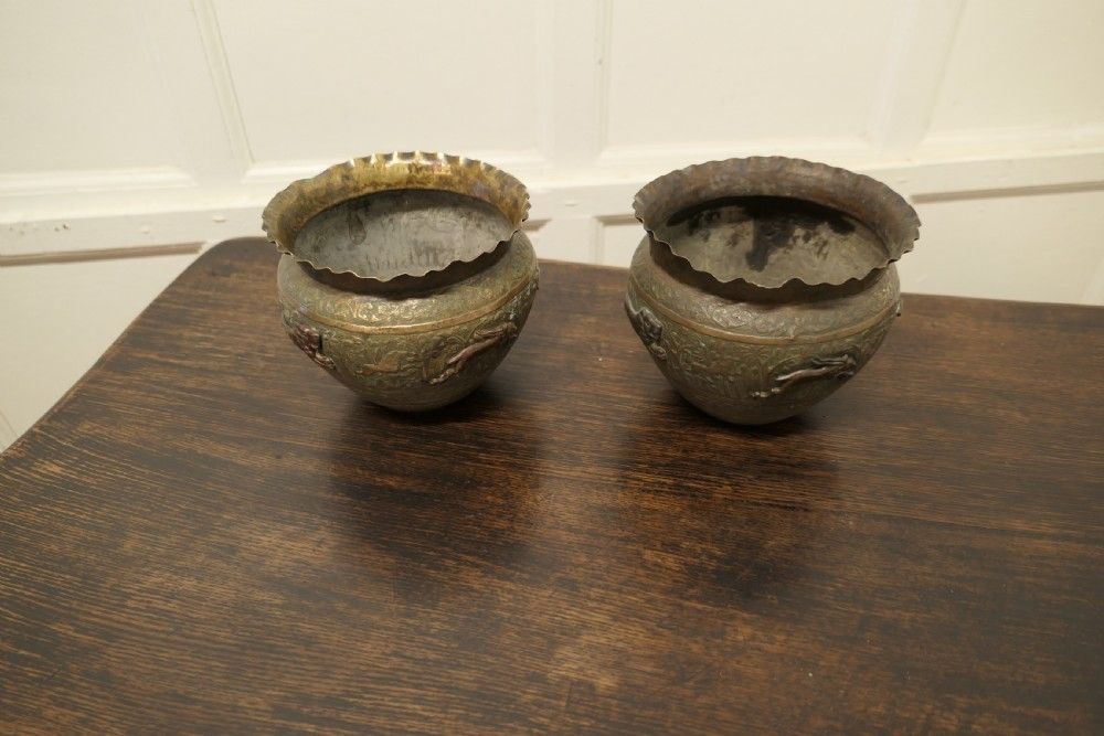 A Pair Of 19th Century North African Brass And Copper Jardiniere Pots photo furniture