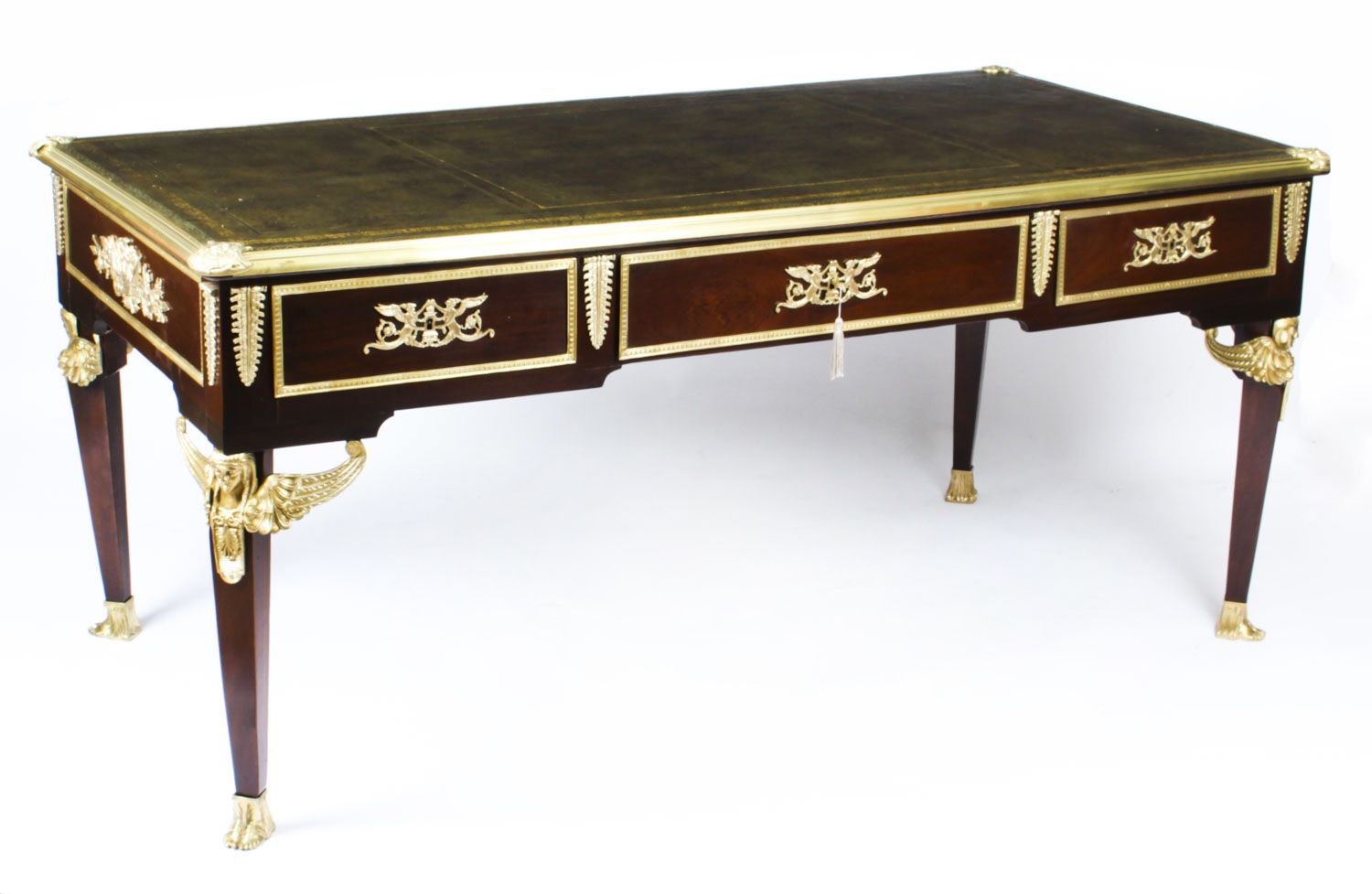 Antique Monumental French Empire Bureau Plat Desk 19th C