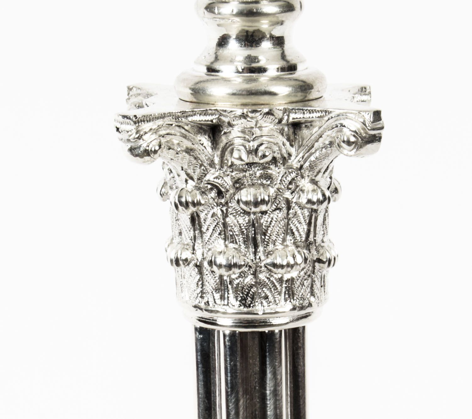 Edwardian Silver Plated Corinthian Column Table Lamp Circa1910 photo 525.0