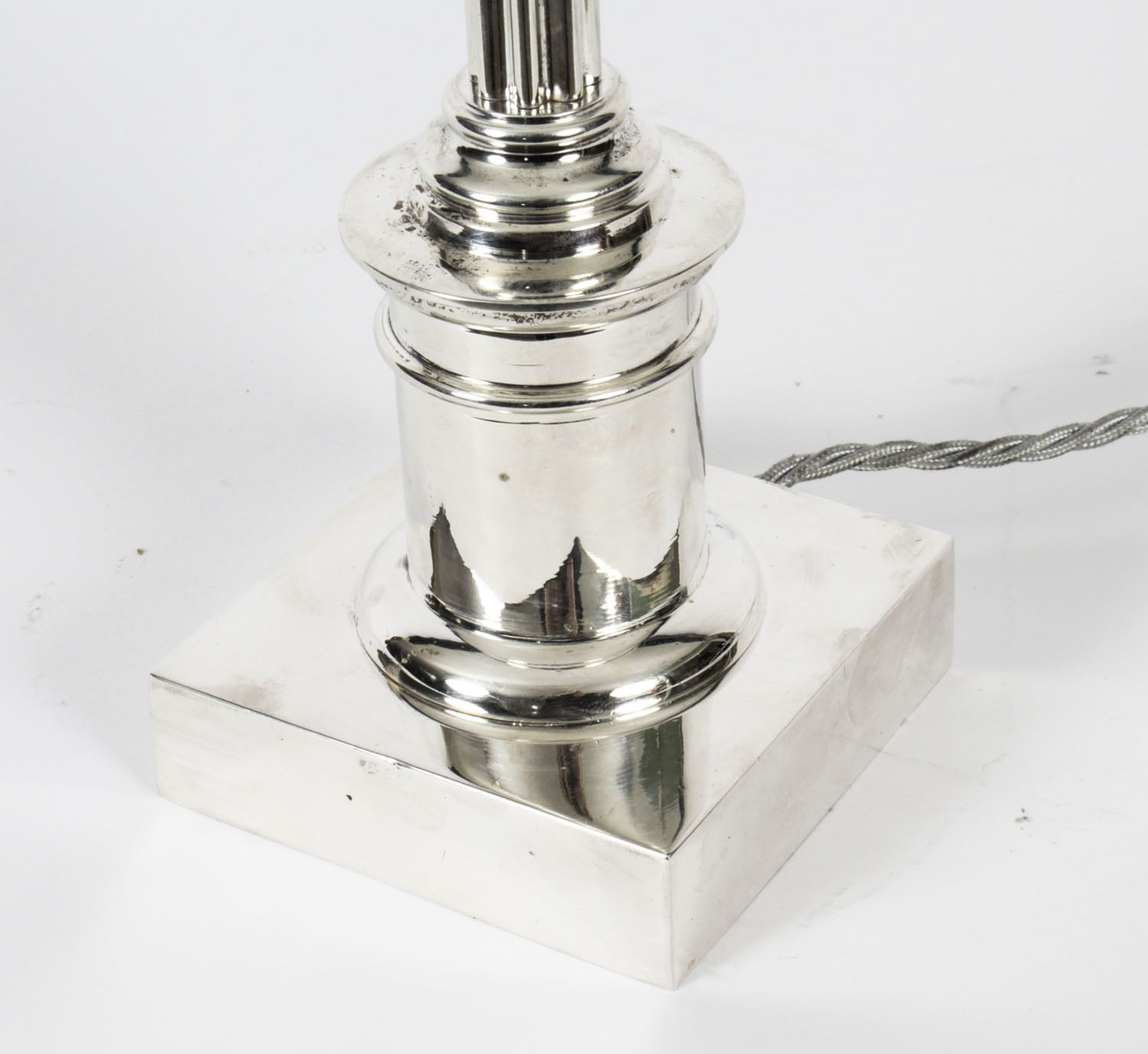 Edwardian Silver Plated Corinthian Column Table Lamp Circa1910 photo buy