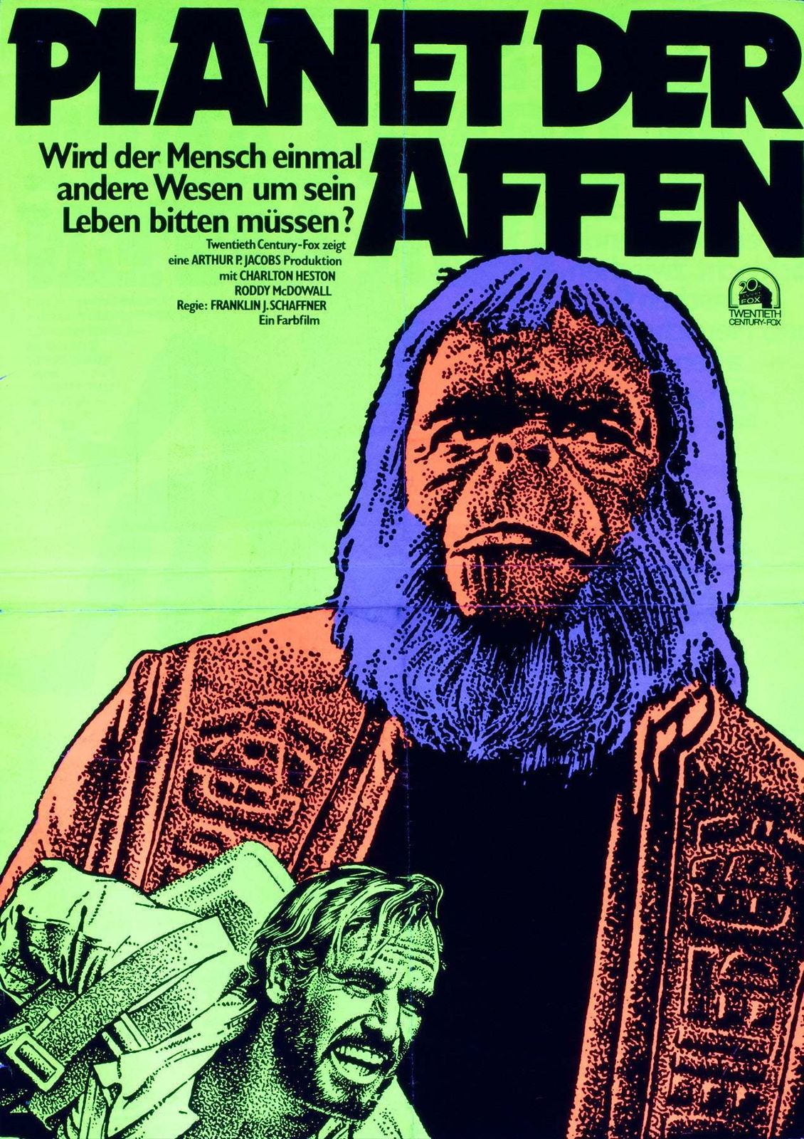 Planet Of The Apes R1975 German Blacklight A2 Film Poster photo vintage
