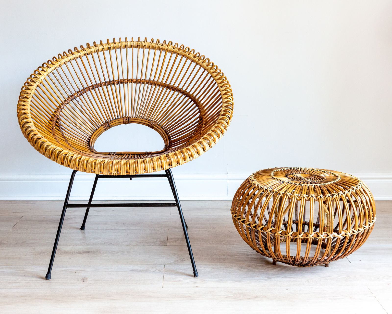 Franco Albini And Janine Abraham & Dirk Jan Rol Sunburst Chair & Lobster Pot Ottoman Footstool 1950s Mcm photo 1995.0