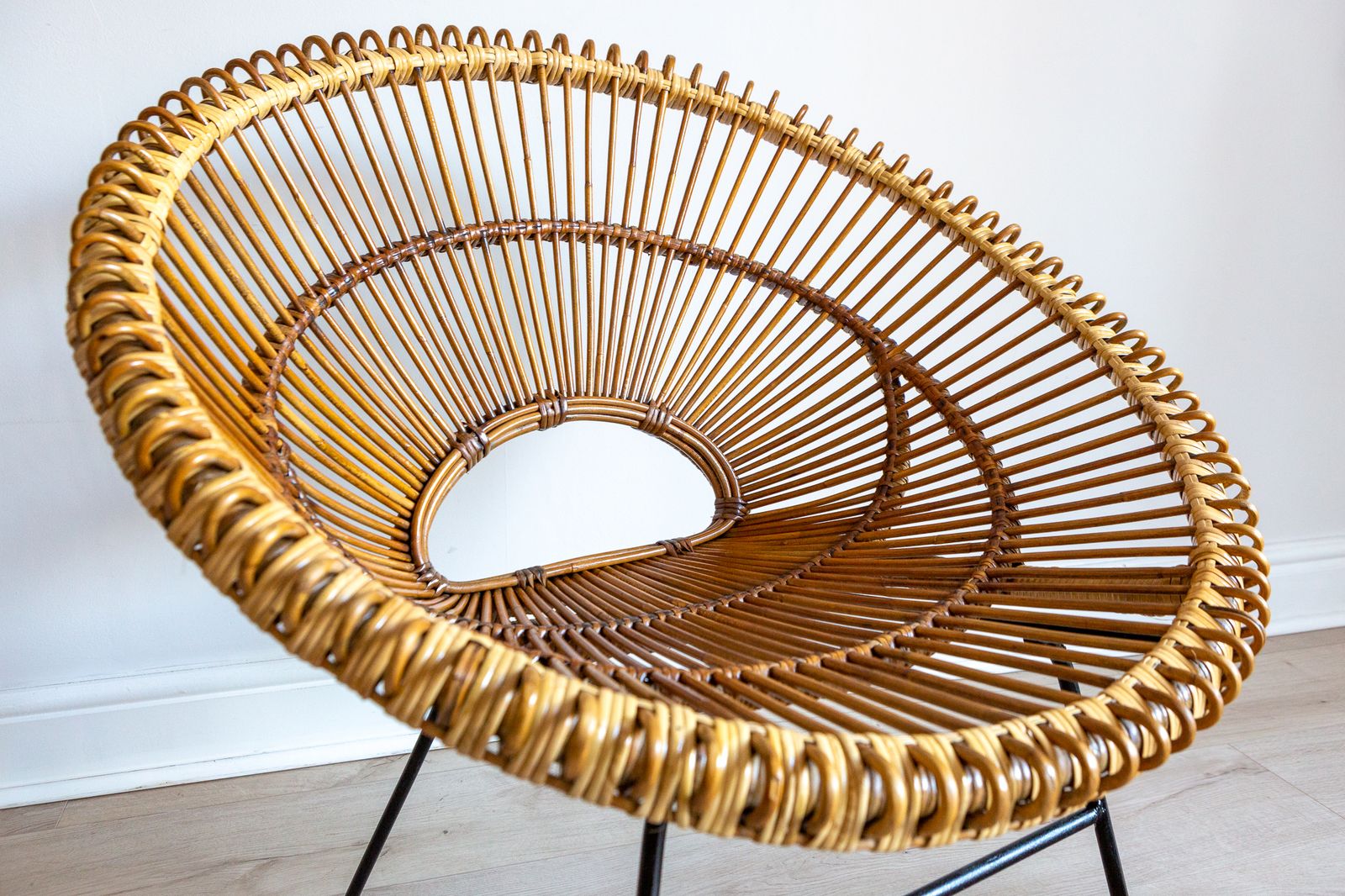 photo vinterior Franco Albini And Janine Abraham & Dirk Jan Rol Sunburst Chair & Lobster Pot Ottoman Footstool 1950s Mcm