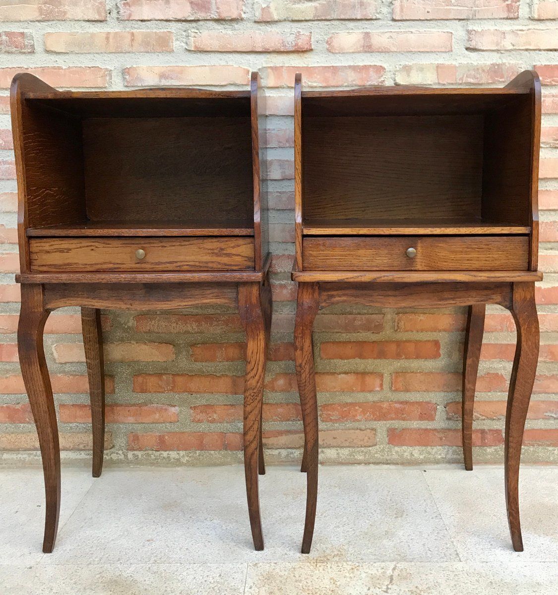 French Louis XV Style Nightstands In Walnut With Drawer And Open Self, 1960s, Set Of 2