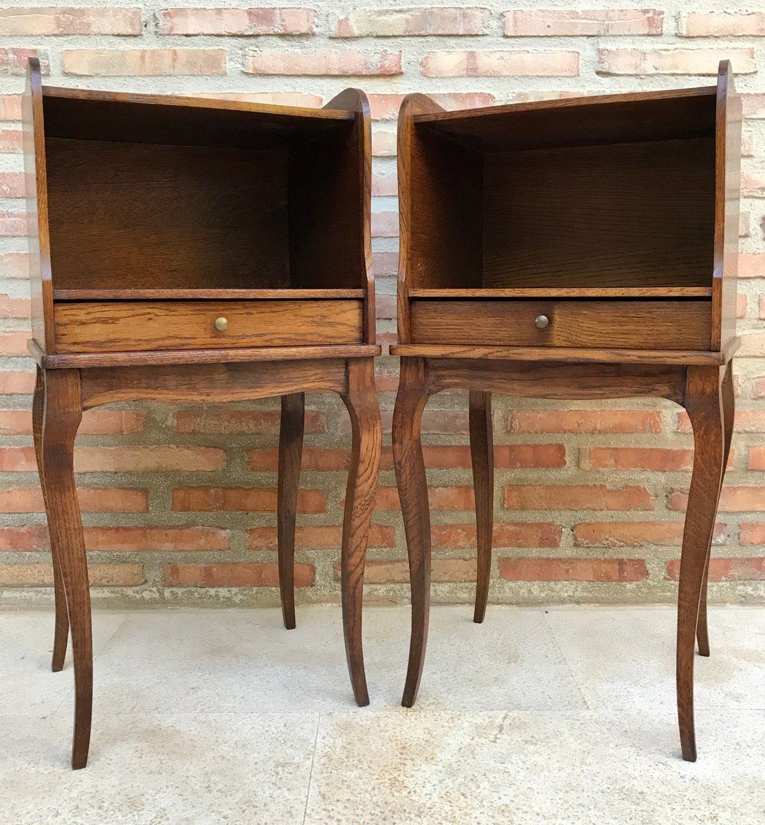 French Louis XV Style Nightstands In Walnut With Drawer And Open Self, 1960s, Set Of 2 photo vinterior