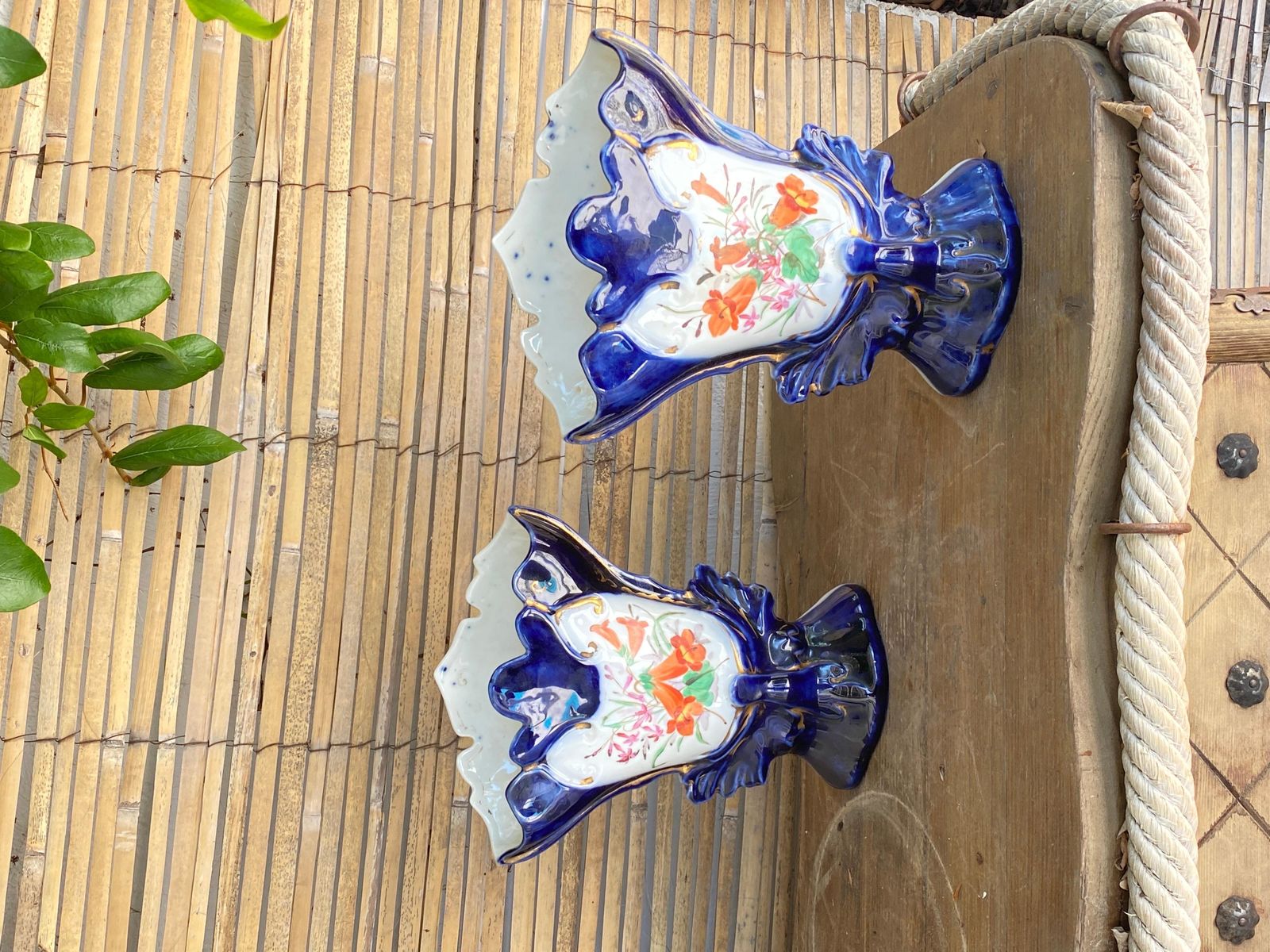 Home Decor Pair Of Vase Porcelain, Valentine, Old Paris, Flowers Pattern, France 1860 photo