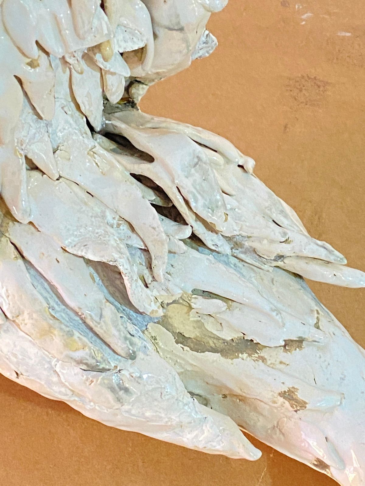 Ceramic Bird Sculpture, Enameled, White, Blue And Green Color, France 1960 photo 1668.0