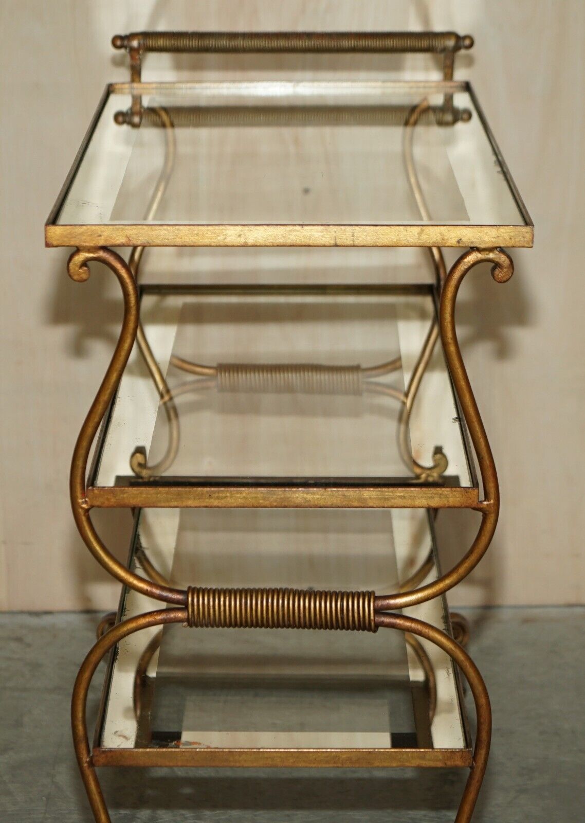 photo furniture Stunning Antique Italian Circa 1950's Brass & Glass Tea Cake Serving Trolley