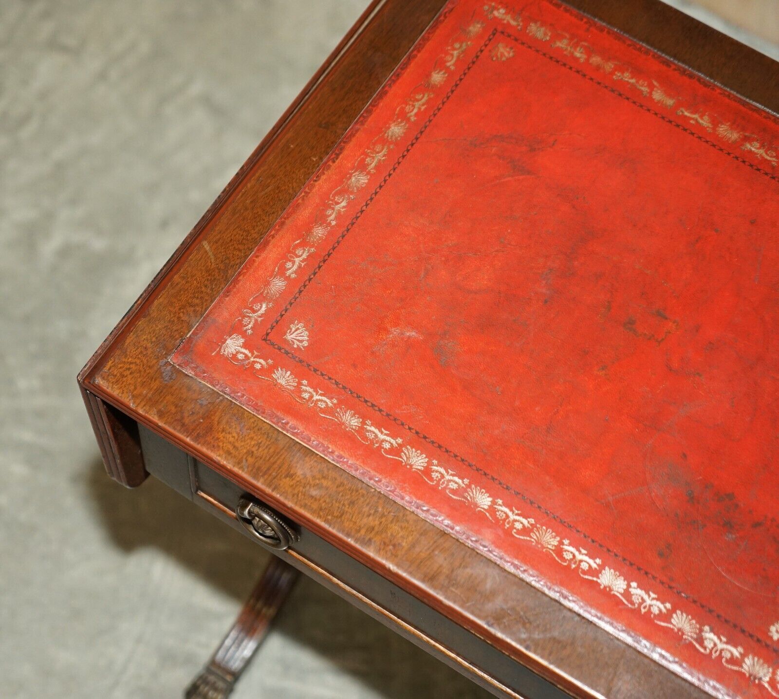 Bevan Funnell Oxblood Leather Side End Table Extending Top Great Games Table photo Furniture