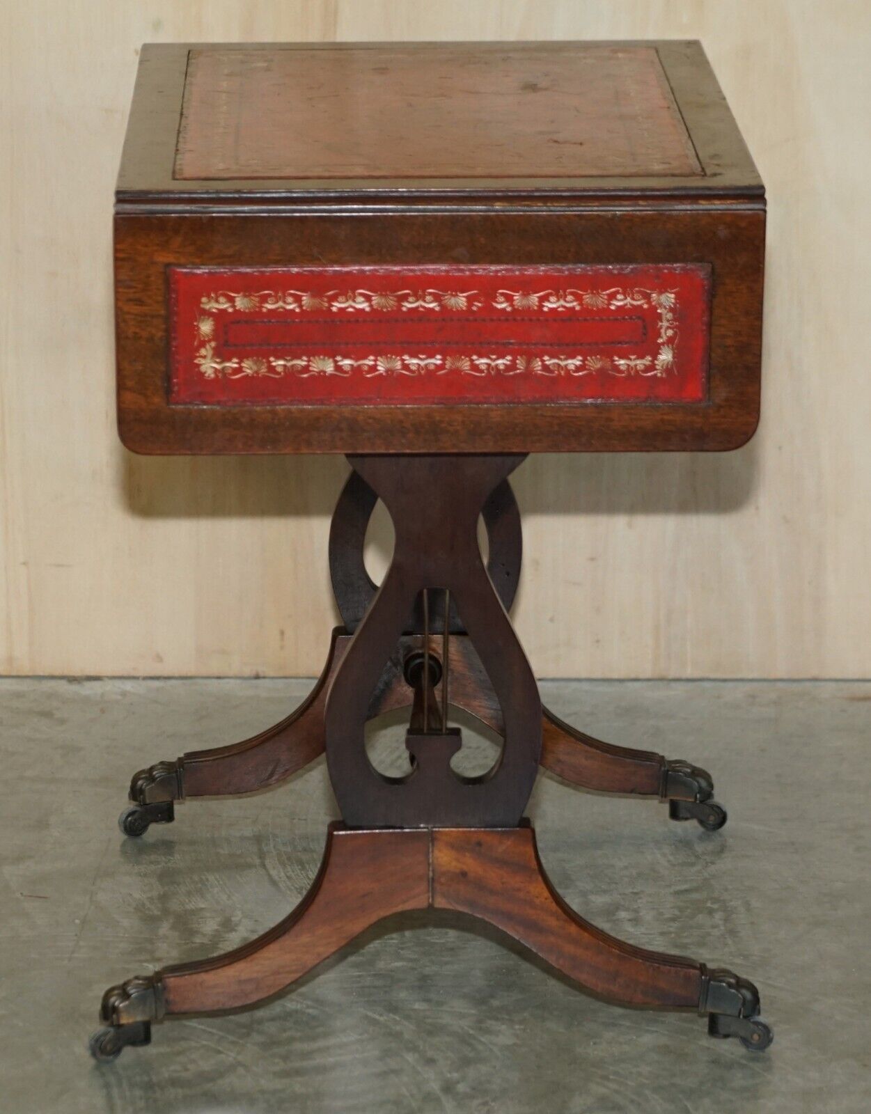 Bevan Funnell Oxblood Leather Side End Table Extending Top Great Games Table photo buy