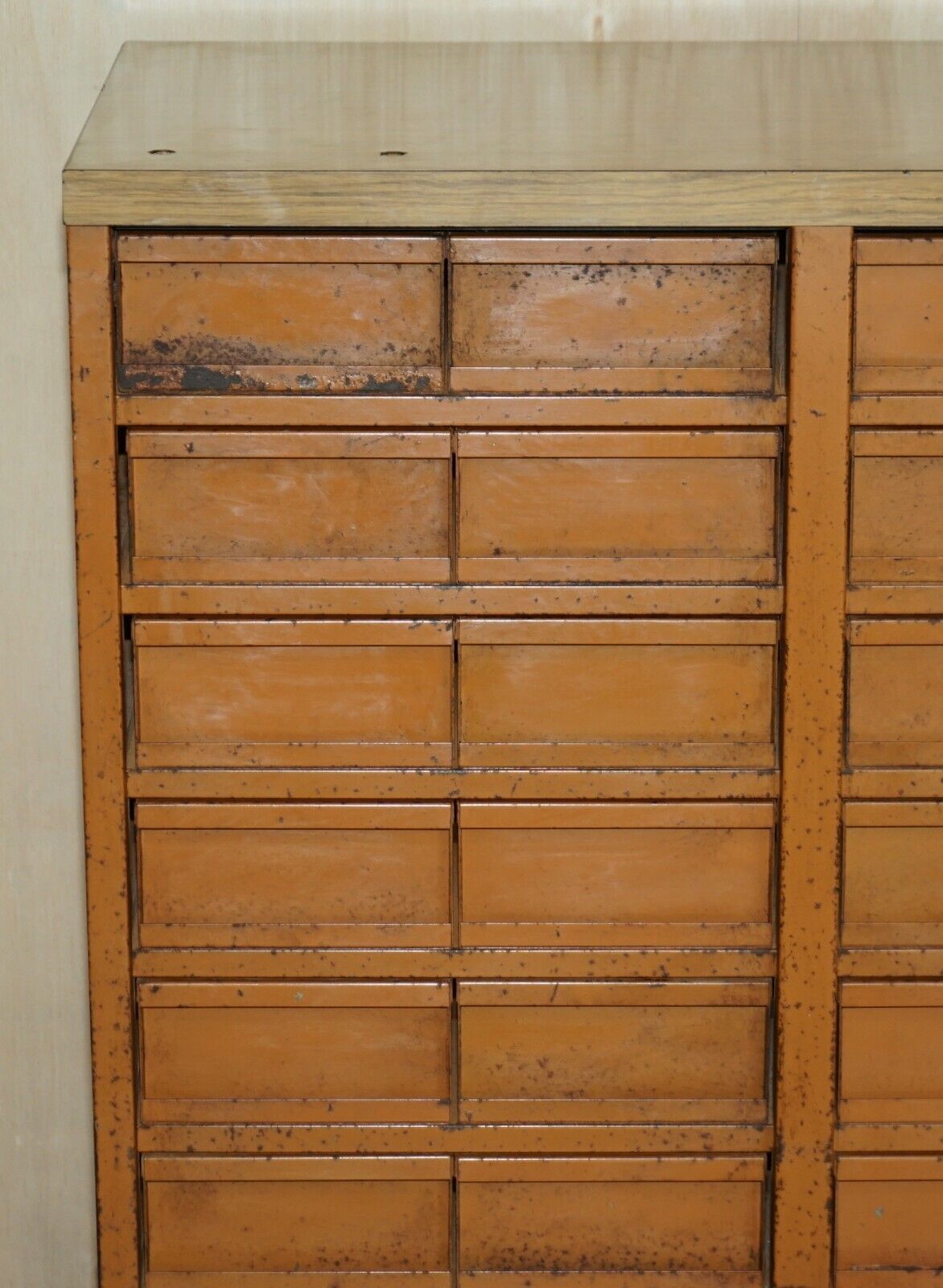 Antique Industrial Metal Workers Chest Of Drawers For Screws Nuts And Bolts photo for sale