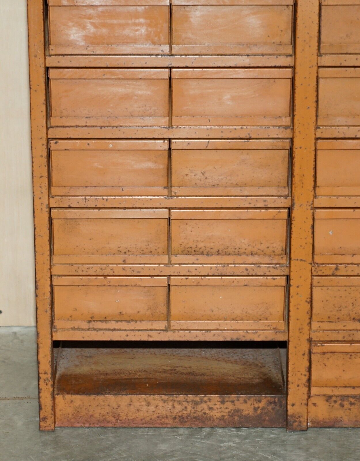 Antique Industrial Metal Workers Chest Of Drawers For Screws Nuts And Bolts photo Furniture