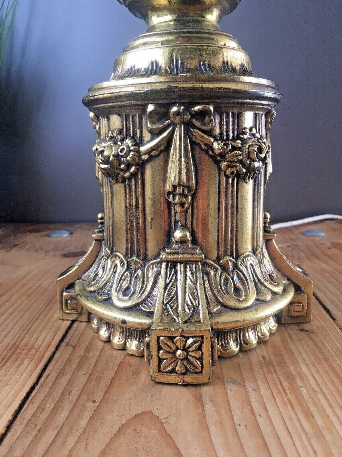 photo for sale Large Grand Antique French Regency Empire Gilt Spelter Table Lamp Vintage Ornate