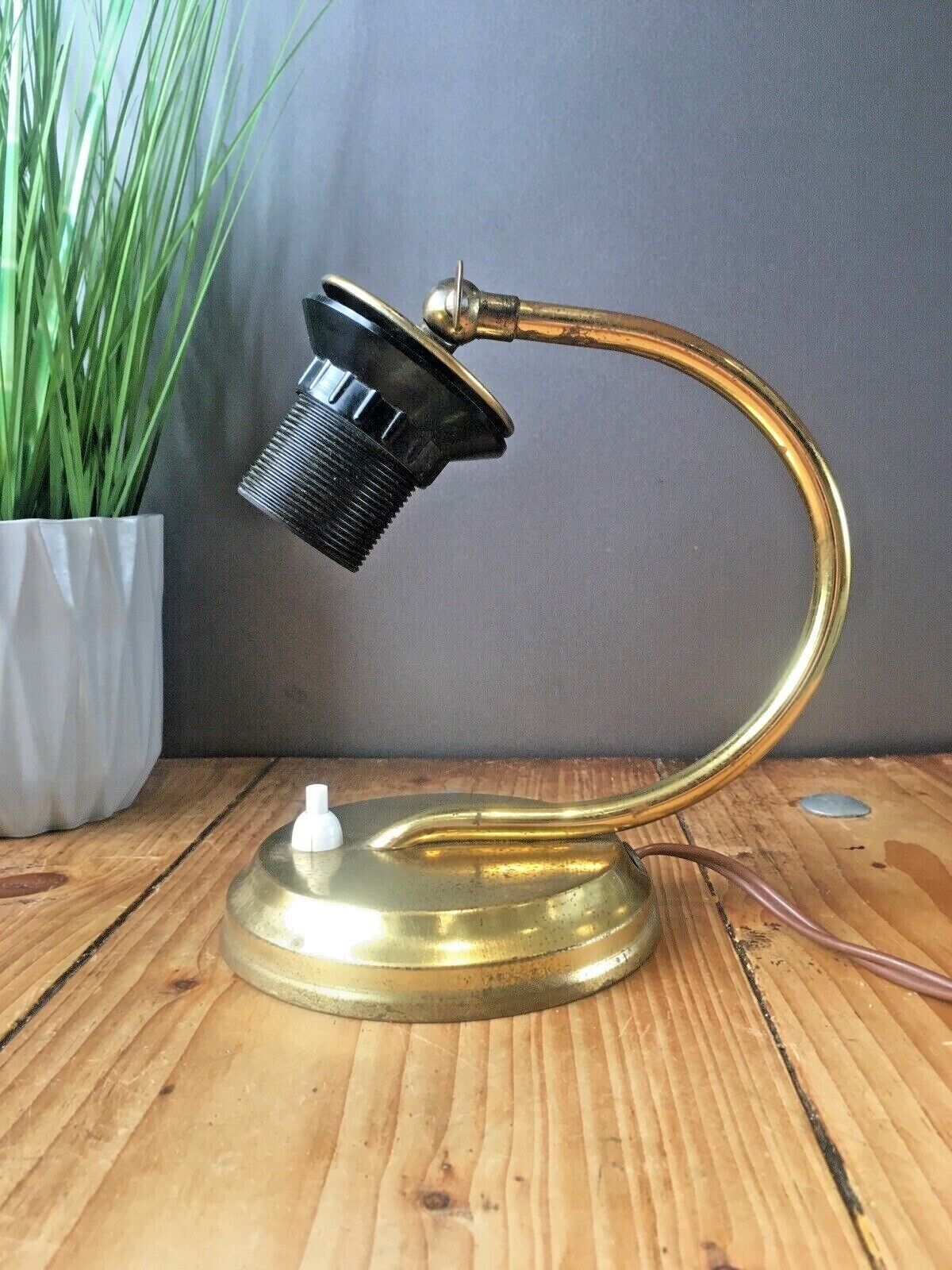 Art Deco Articulated European Brass Plated Push Switch Bedside Table / Desk Lamp