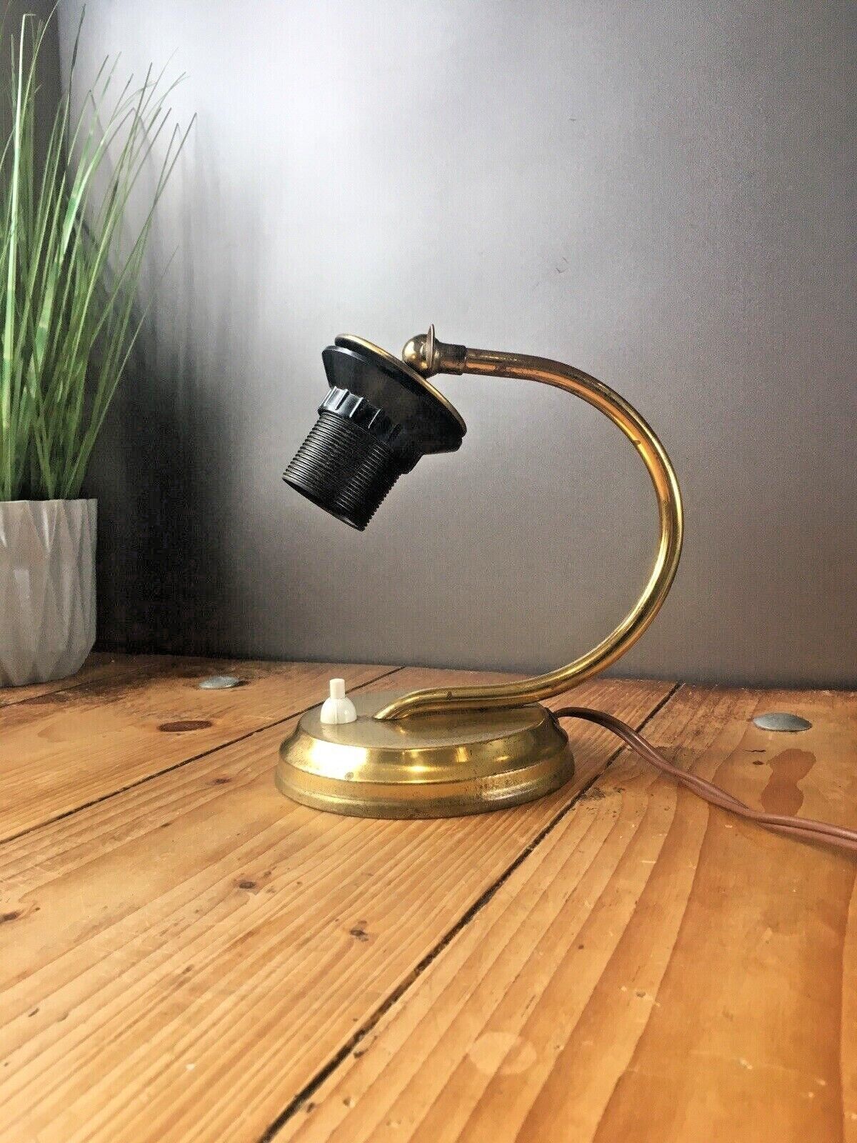photo for sale Art Deco Articulated European Brass Plated Push Switch Bedside Table / Desk Lamp