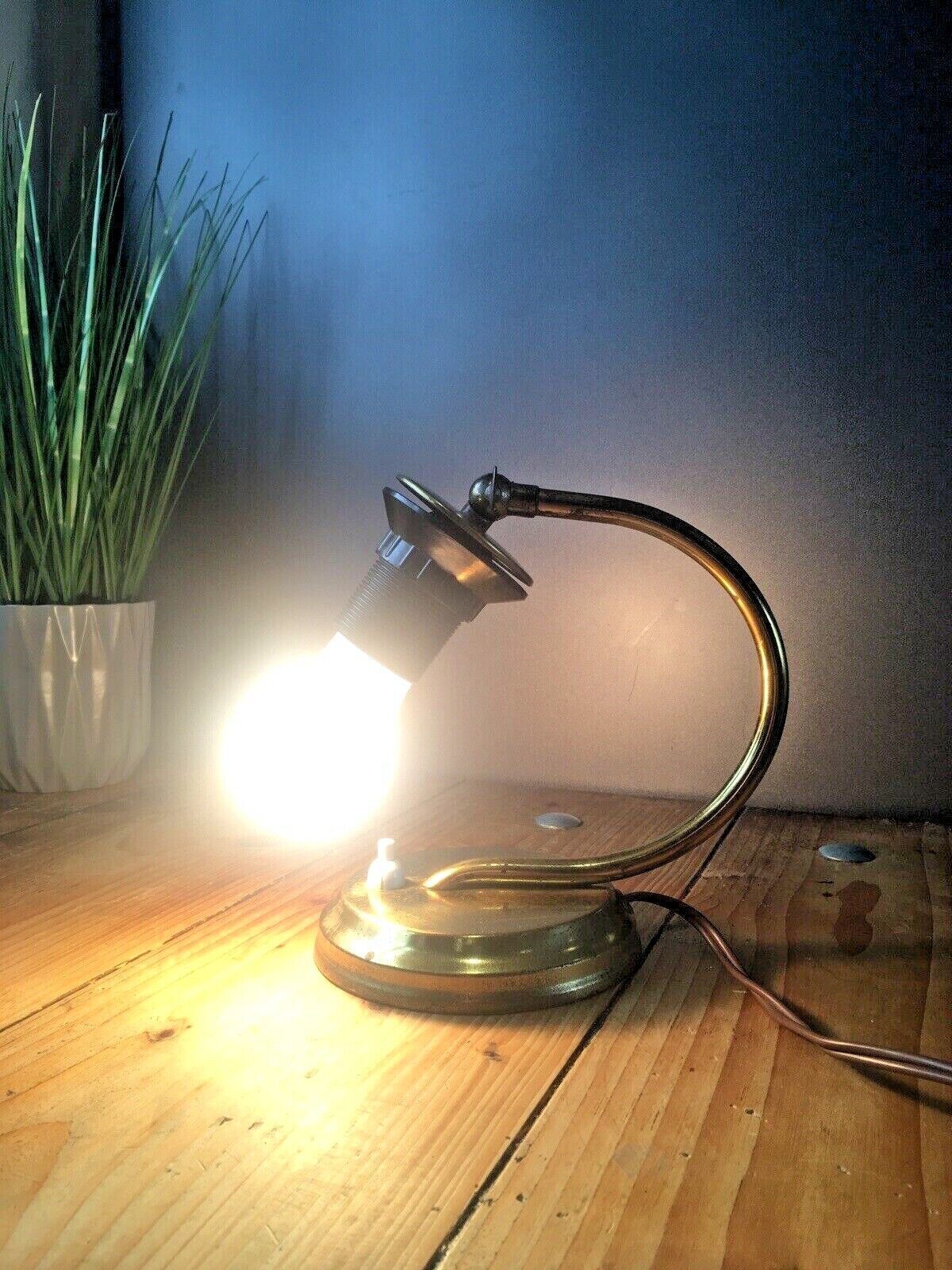 69.0 Art Deco Articulated European Brass Plated Push Switch Bedside Table / Desk Lamp photo