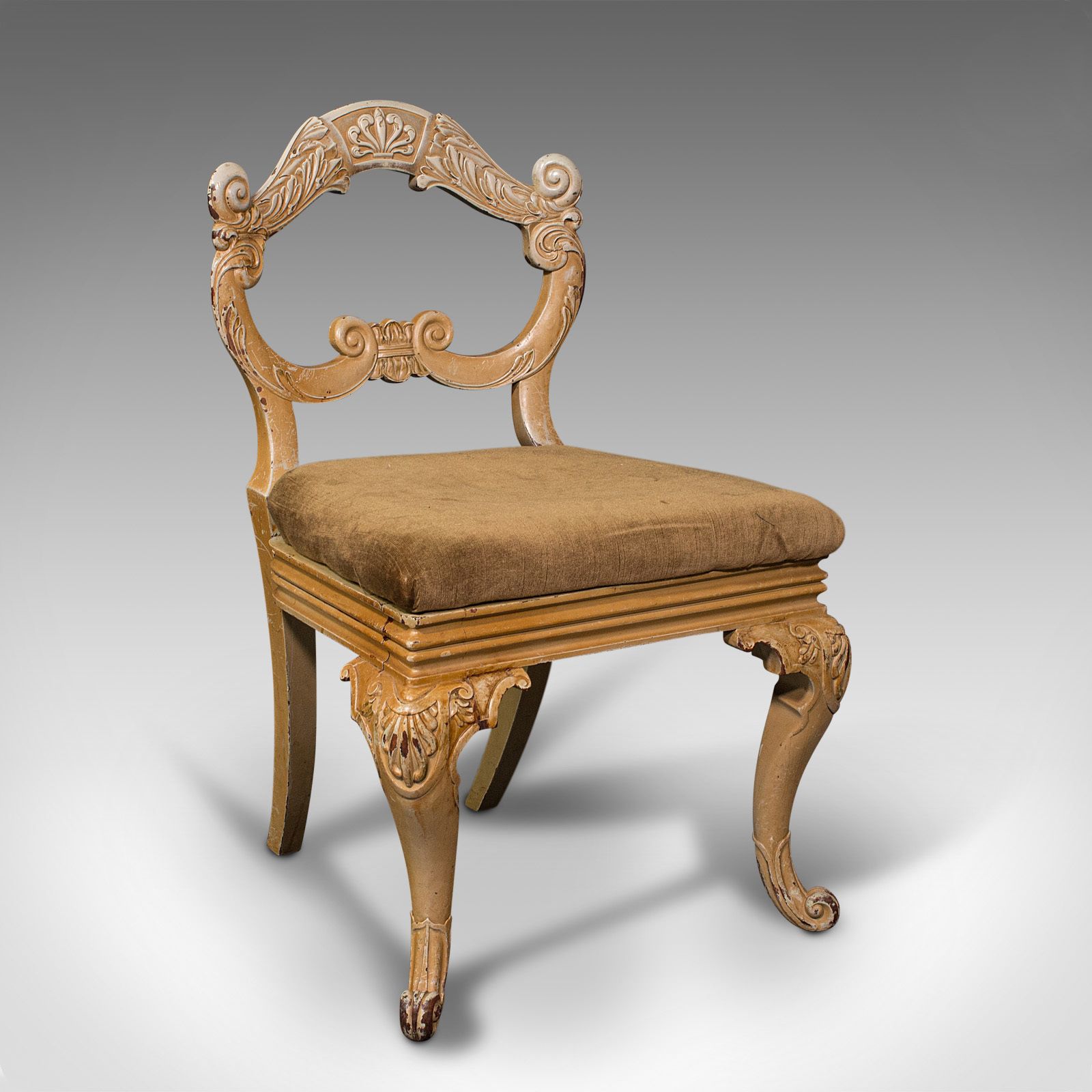 photo furniture Pair Of Antique Side Chairs, French, Painted, Hall, Occasional Seat