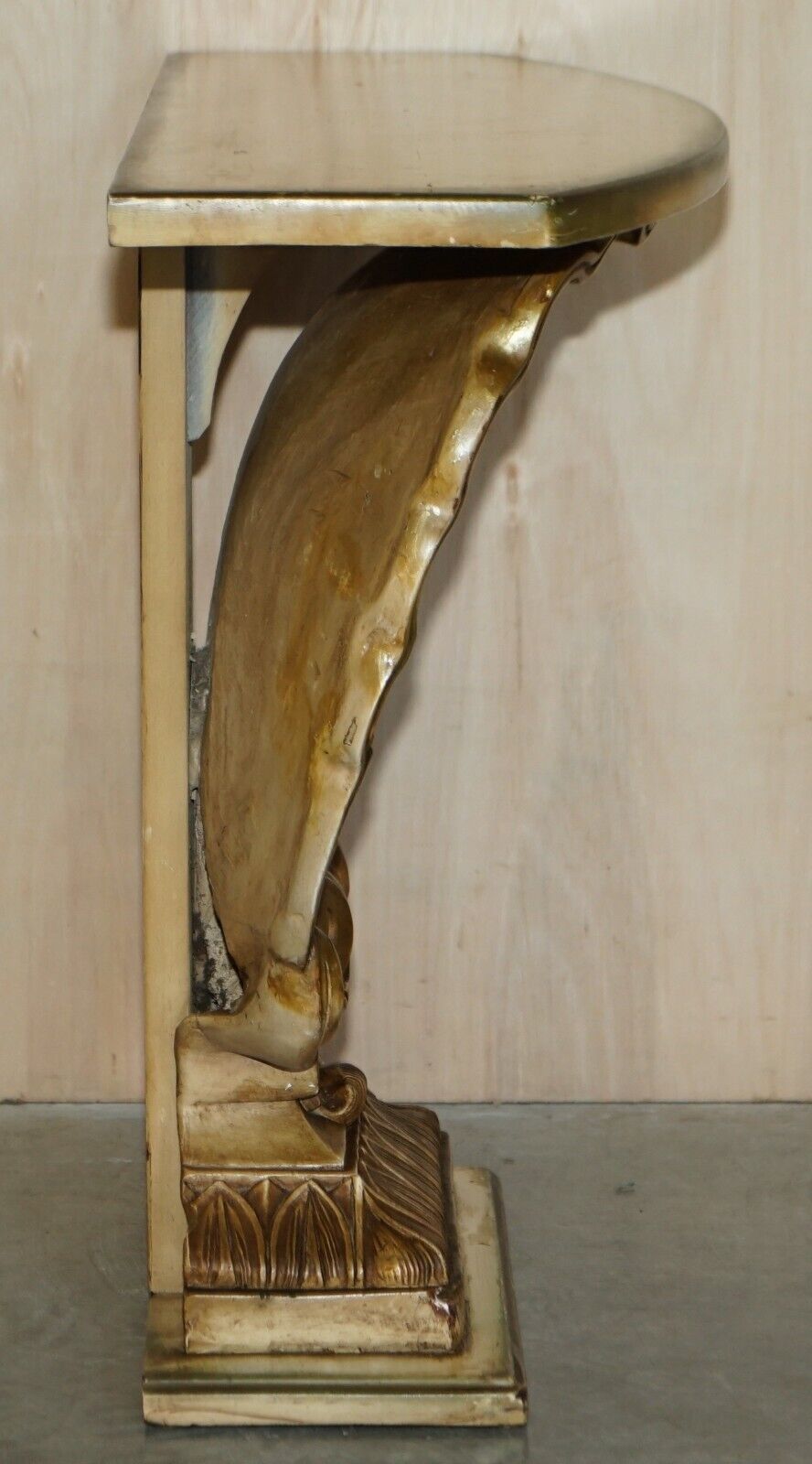 photo for sale After Groult Mid Century Circa 1960's Gilt Plaster Sea Clamp Shell Console Table