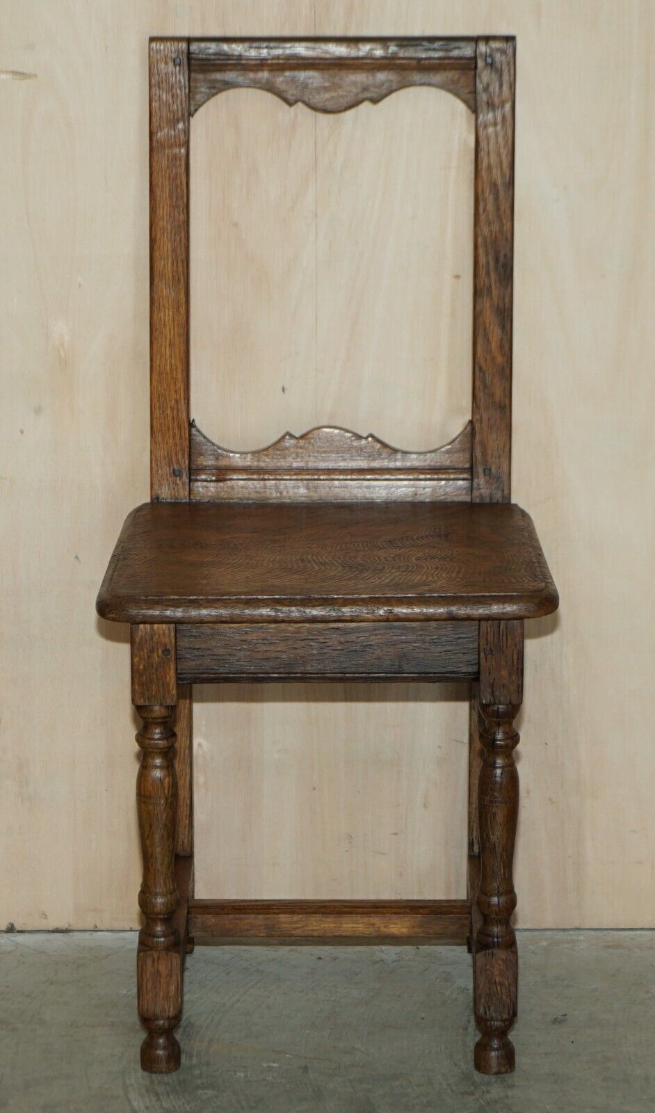 Suite Of Six Antique Victorian English Oak Chapel Dining Chairs Stunning Timber photo for sale