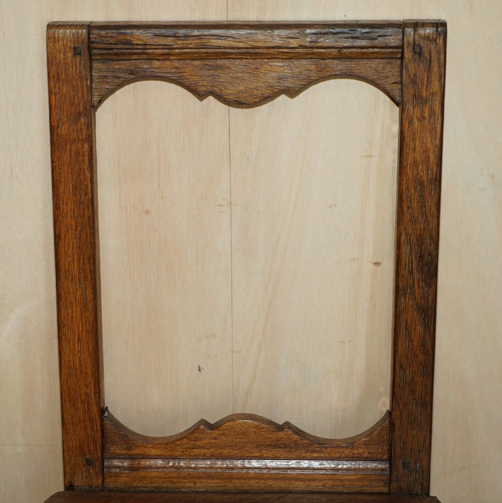 Suite Of Six Antique Victorian English Oak Chapel Dining Chairs Stunning Timber photo 1750.0