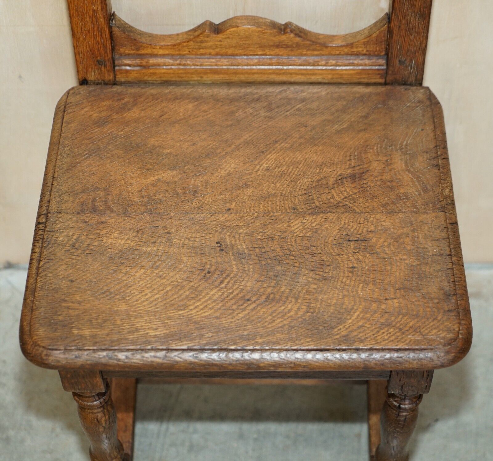 Suite Of Six Antique Victorian English Oak Chapel Dining Chairs Stunning Timber photo buy