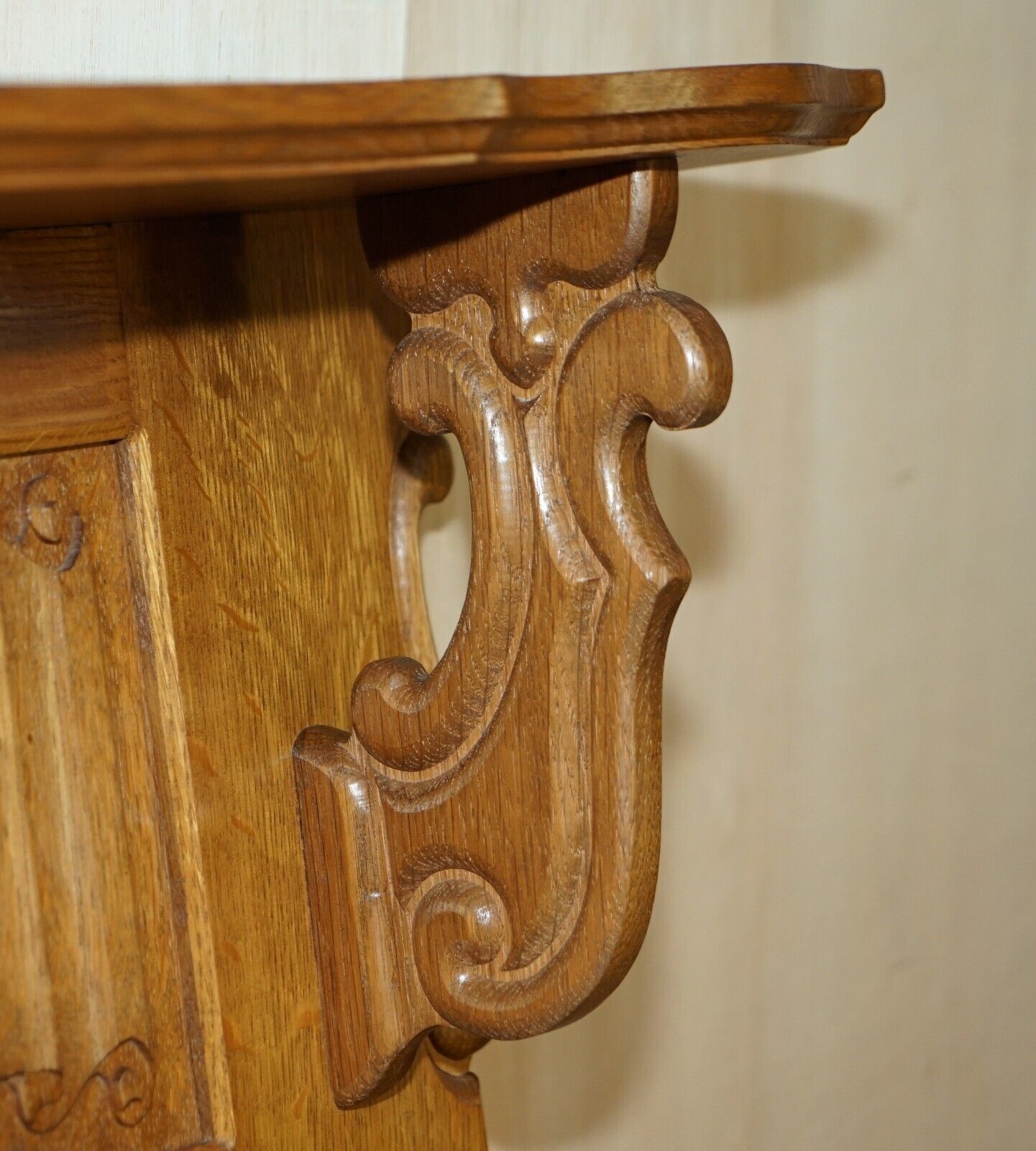 Elegent Dutch Carved Oak Coat Hat Scarf Wall Rack Hanger French Royal Hooks photo vintage