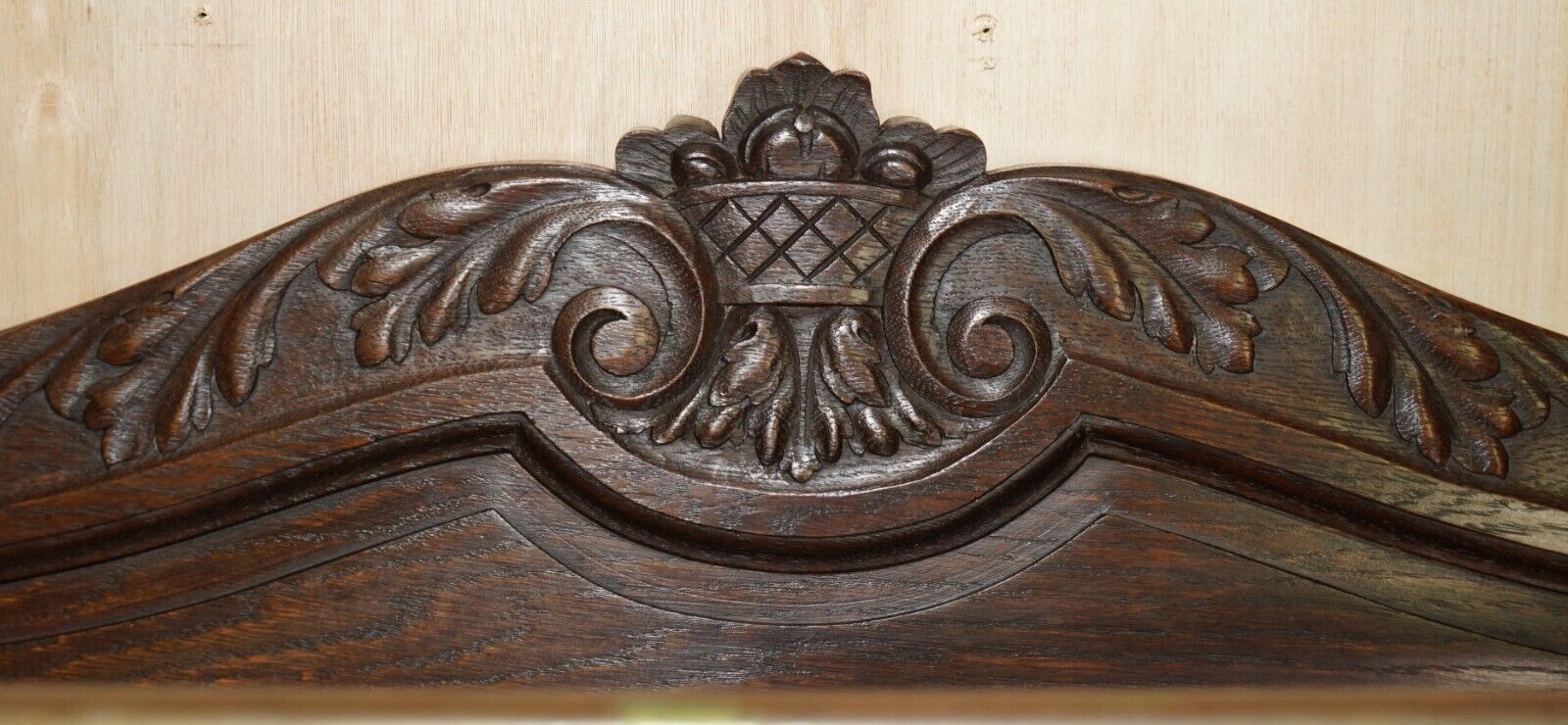 Large Antique Dutch Fine Carved Oak Coat Hat Scarf Wall Rack Hanger Cherub Hooks photo vintage