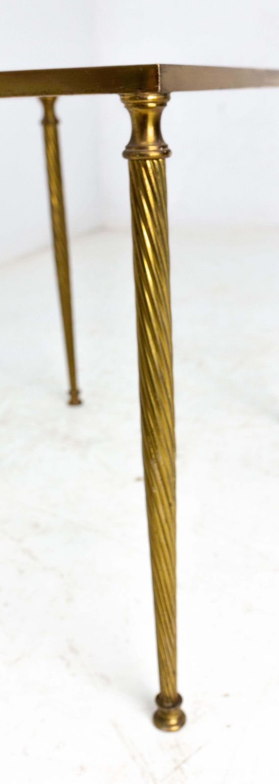 Coffee Table Mid Century Glass And Gilt Brass Twisted Legs, France 1960 photo 362.1