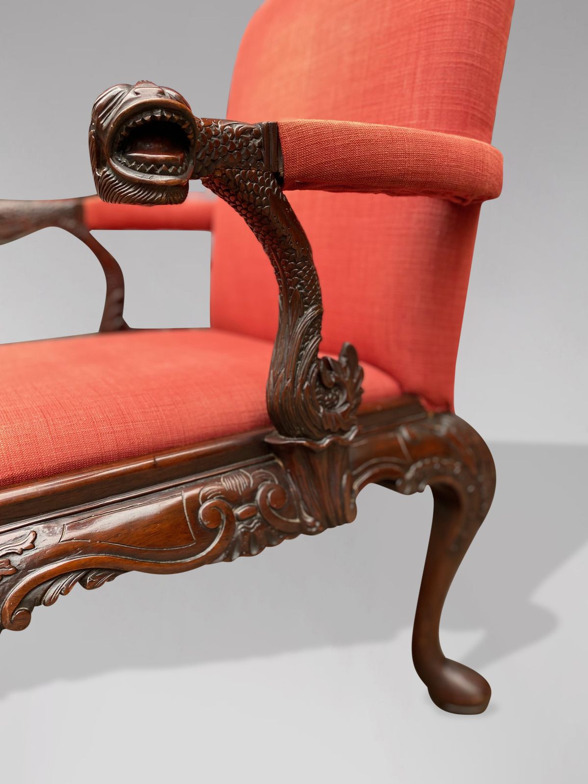 19th Century Carved Mahogany Gainsborough Armchair photo Furniture