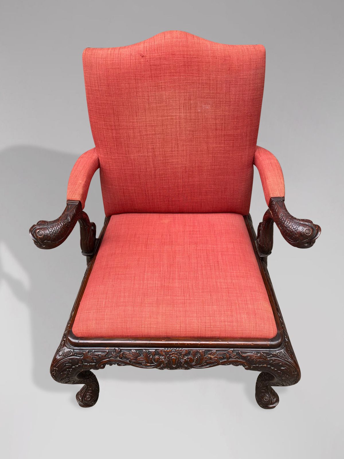 19th Century Carved Mahogany Gainsborough Armchair photo buy