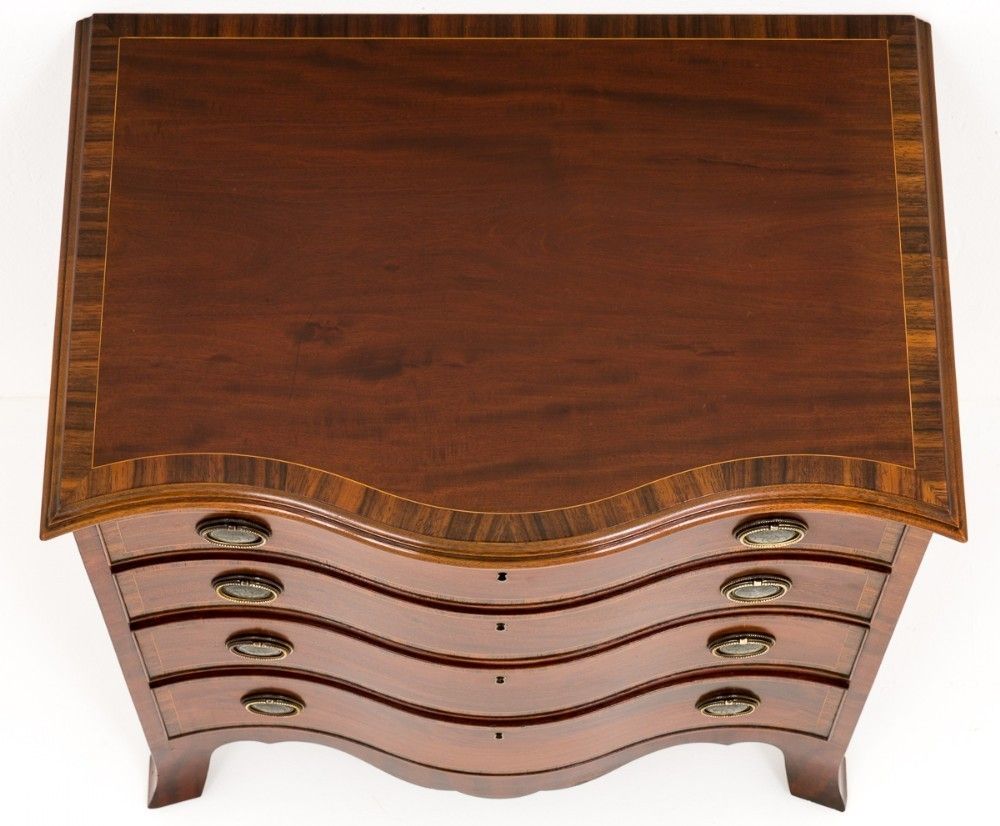 Furniture Mahogany Hepplewhite Chest Drawers Serpentine photo