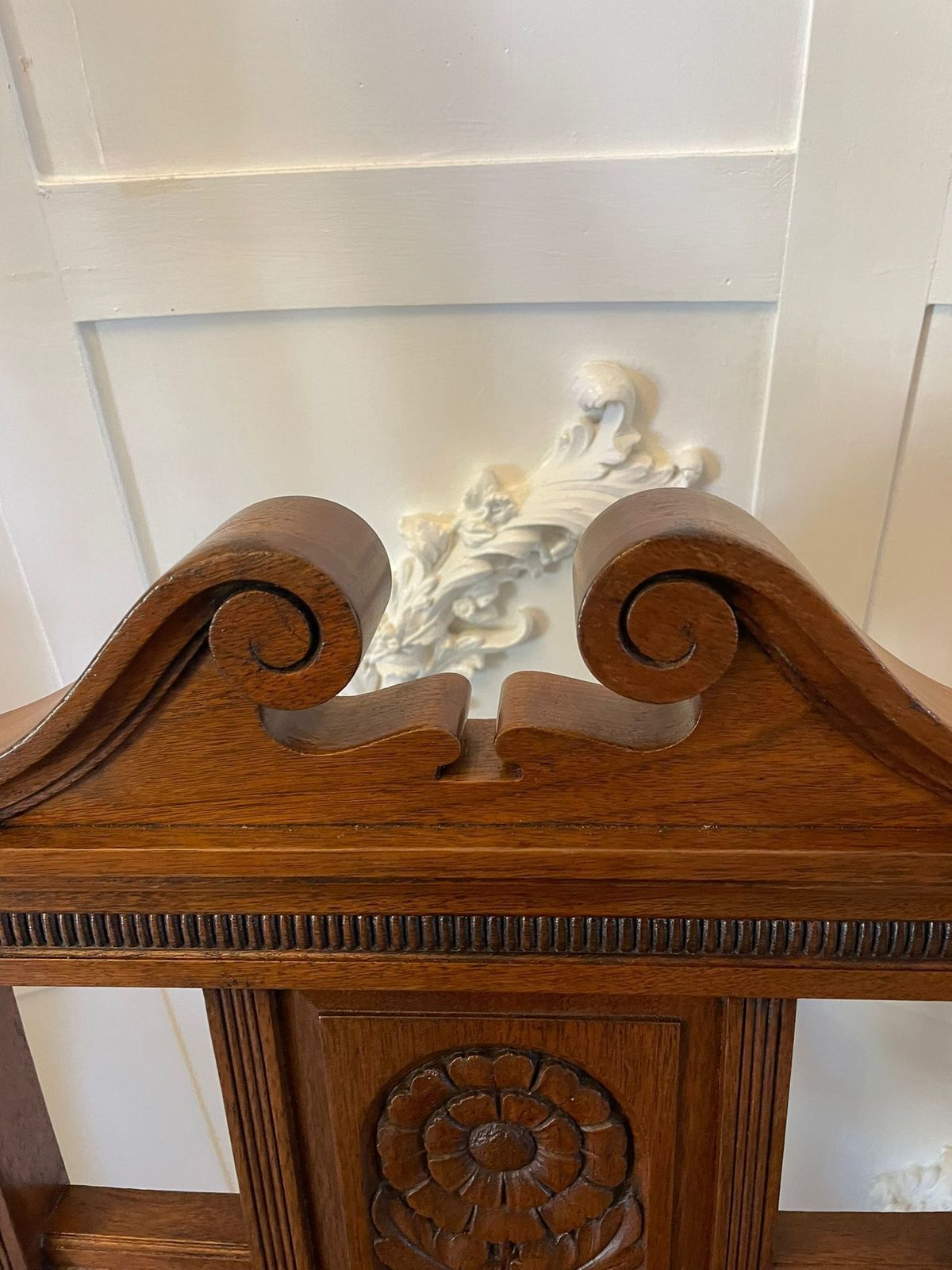 Pair Of Quality Antique Carved Walnut Hall Chairs photo Furniture