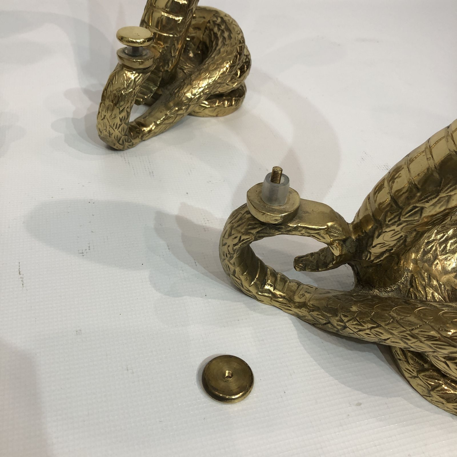 Alain Chevret Brass Snakes Coffee Table 1970s Two Tier Hollywood Regency photo 3550.0