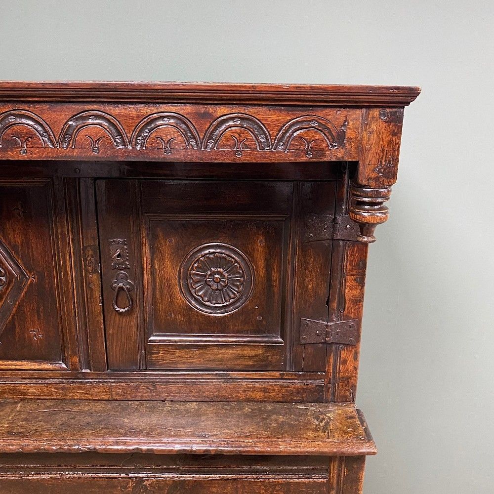17th Century Period Oak Antique Court Cupboard photo vintage