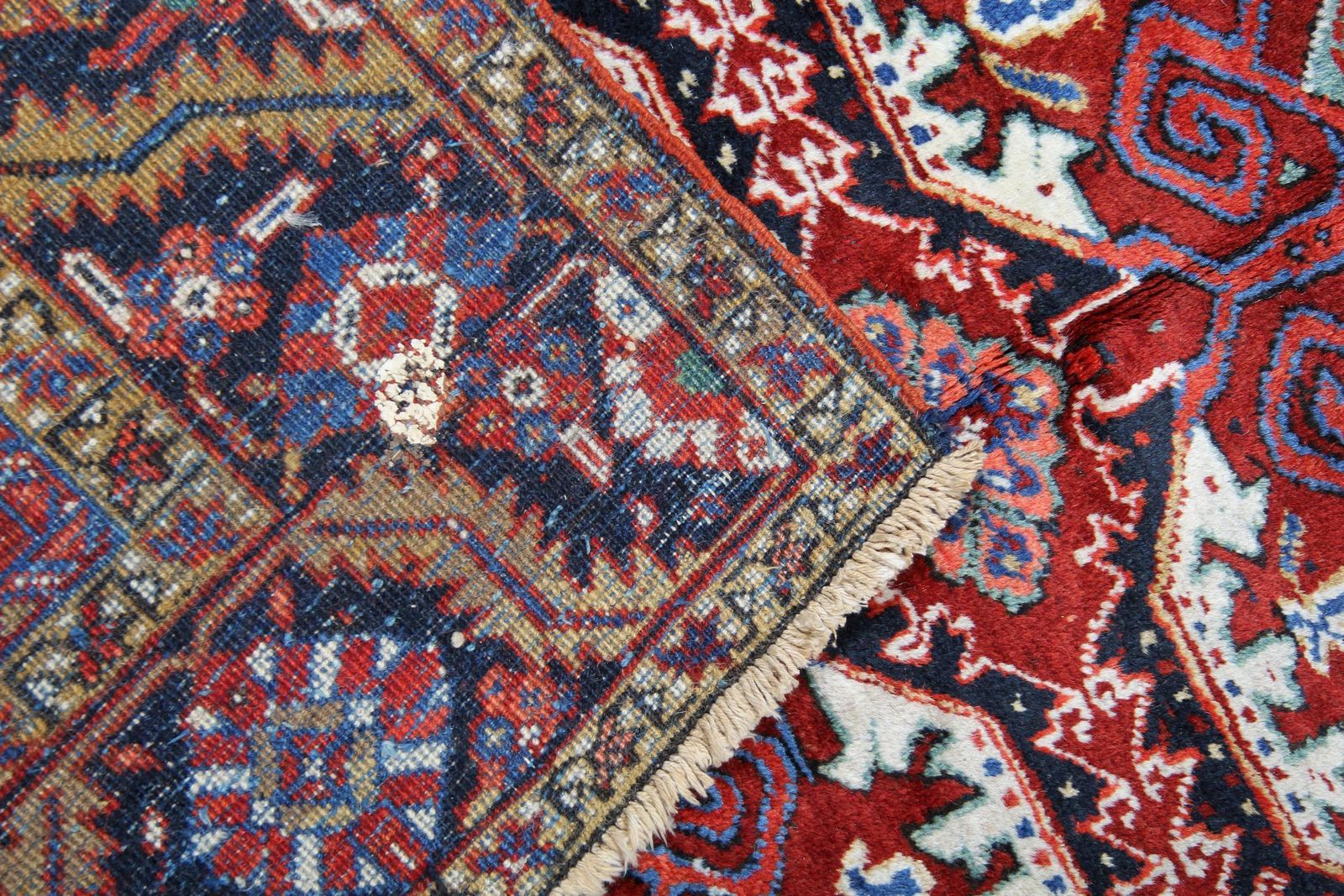 Handmade Carpet Rust Oriental Rug Geometric Antique Wool Rug  220x310cm photo for sale