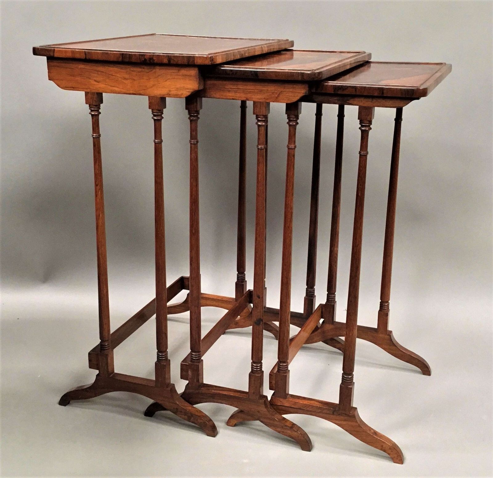 A Fine Regency Rosewood Nest Of 3 Tables photo for sale